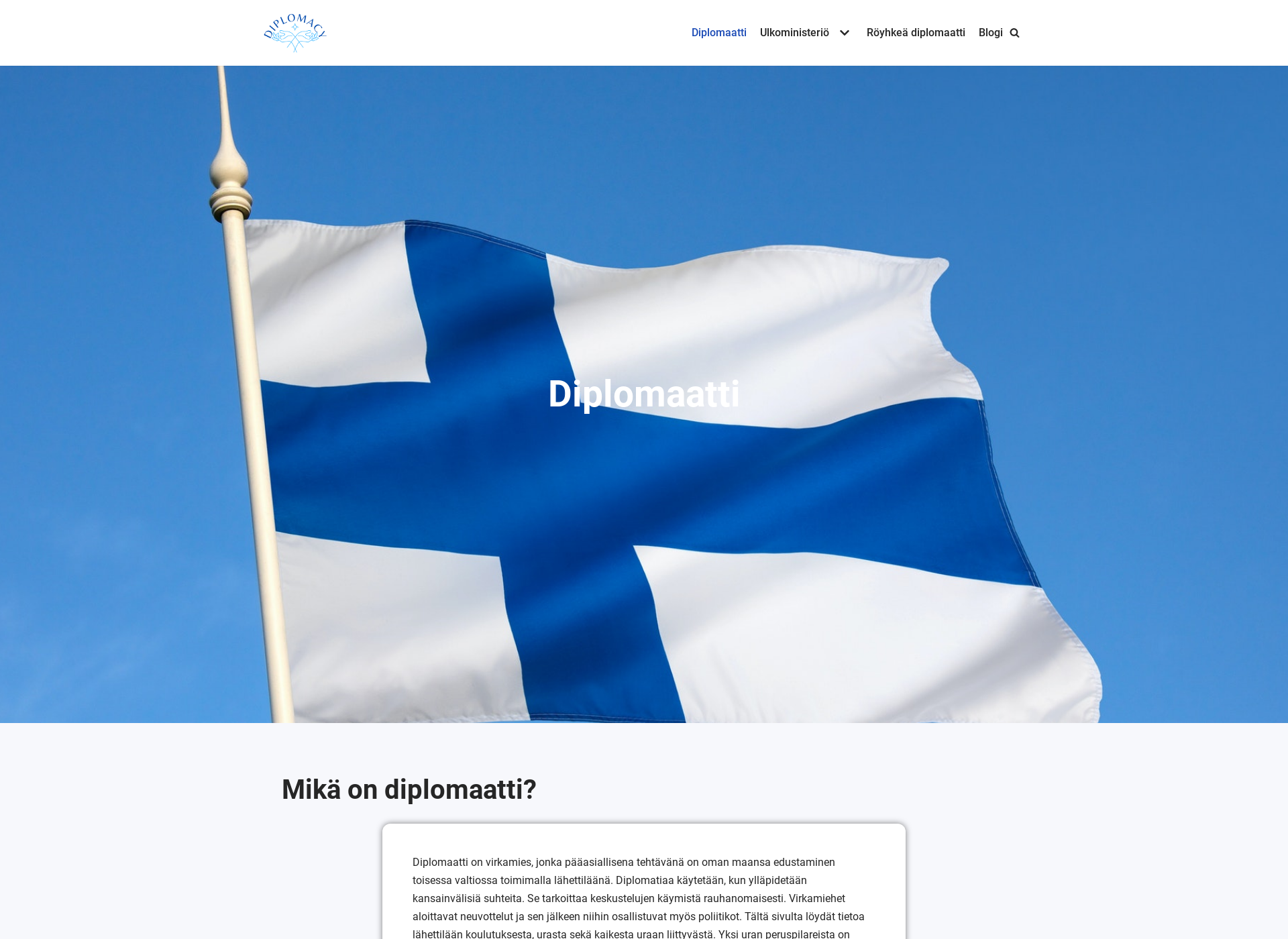 Skärmdump för diplomacy.fi