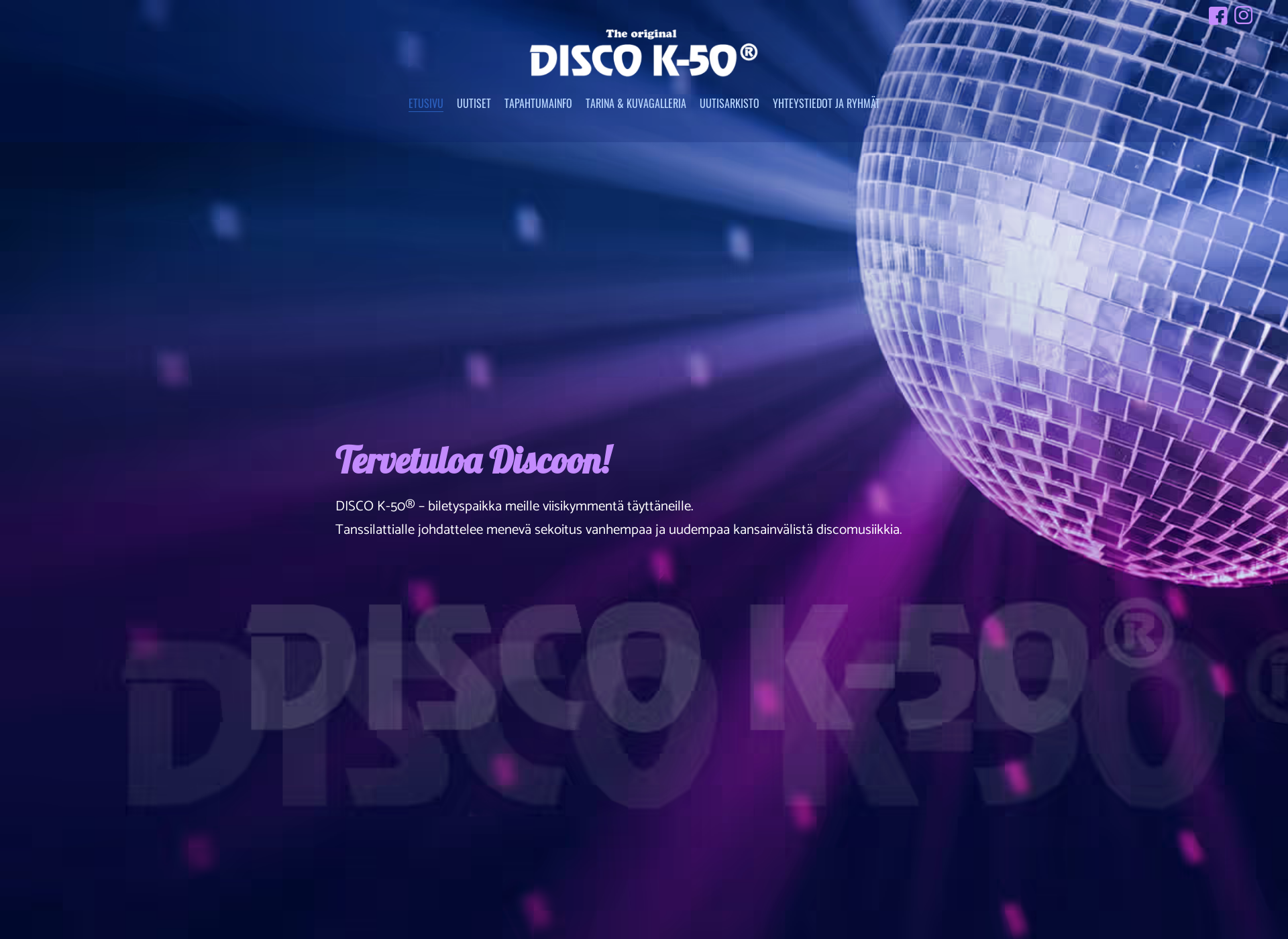 Skärmdump för discok50.fi