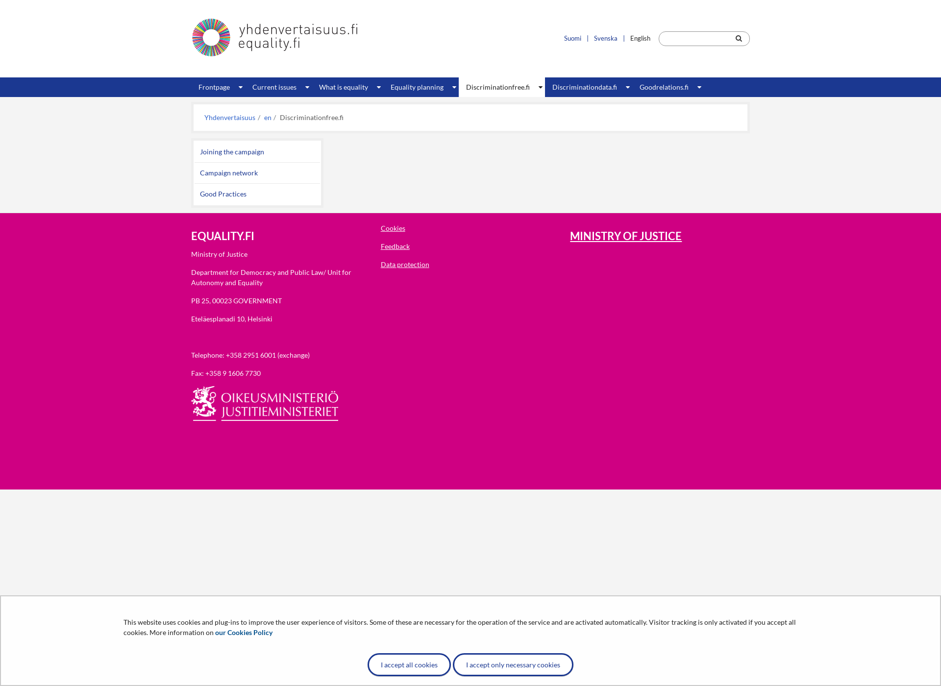 Screenshot for discriminationfree.fi