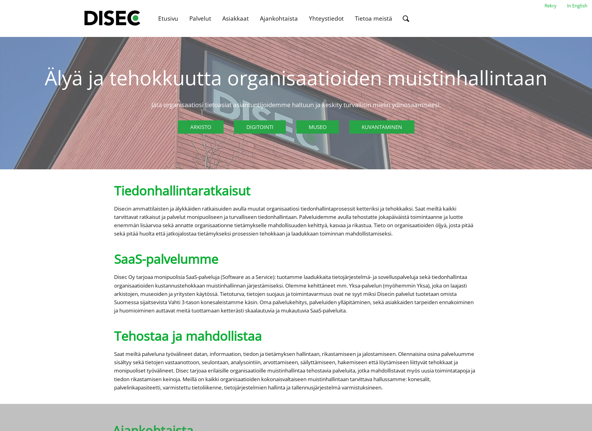 Skärmdump för disec.fi