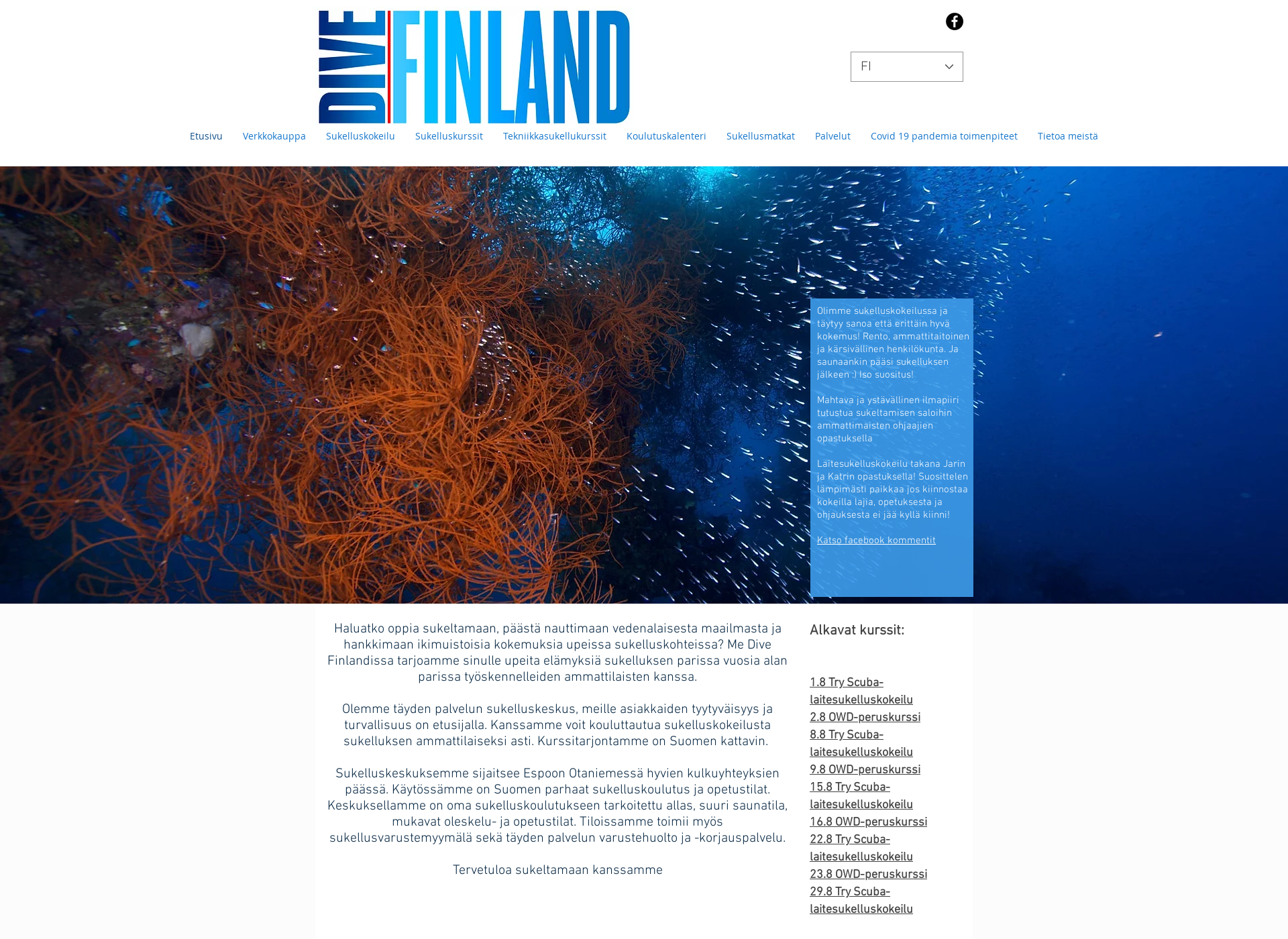 Skärmdump för divefinland.fi