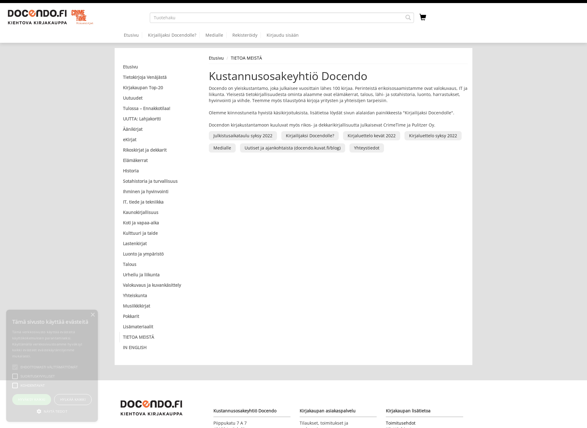 Skärmdump för docendokustannus.fi