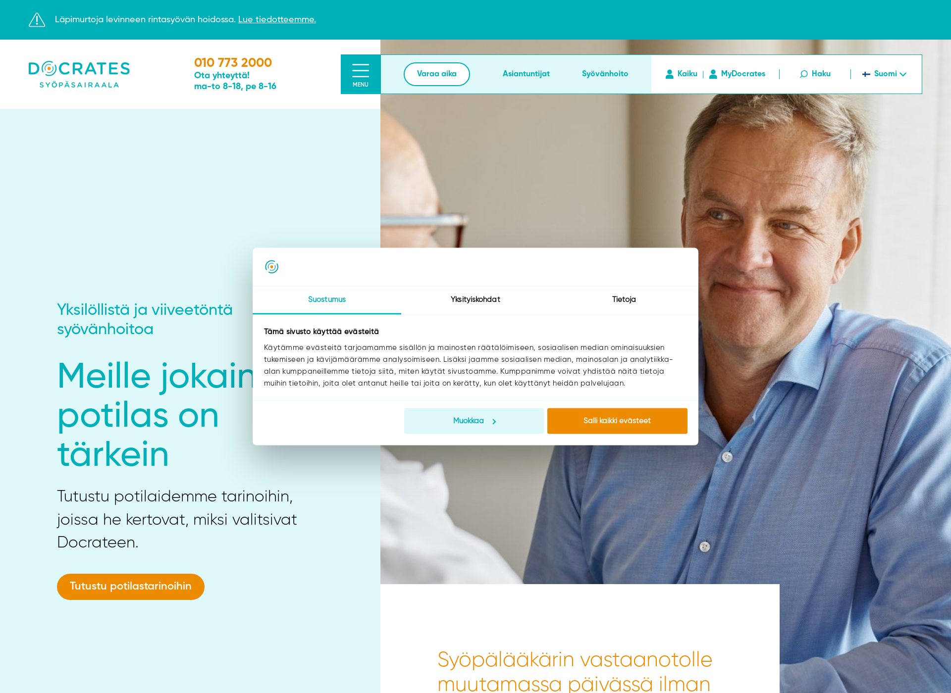 Skärmdump för docrates-clinic.fi