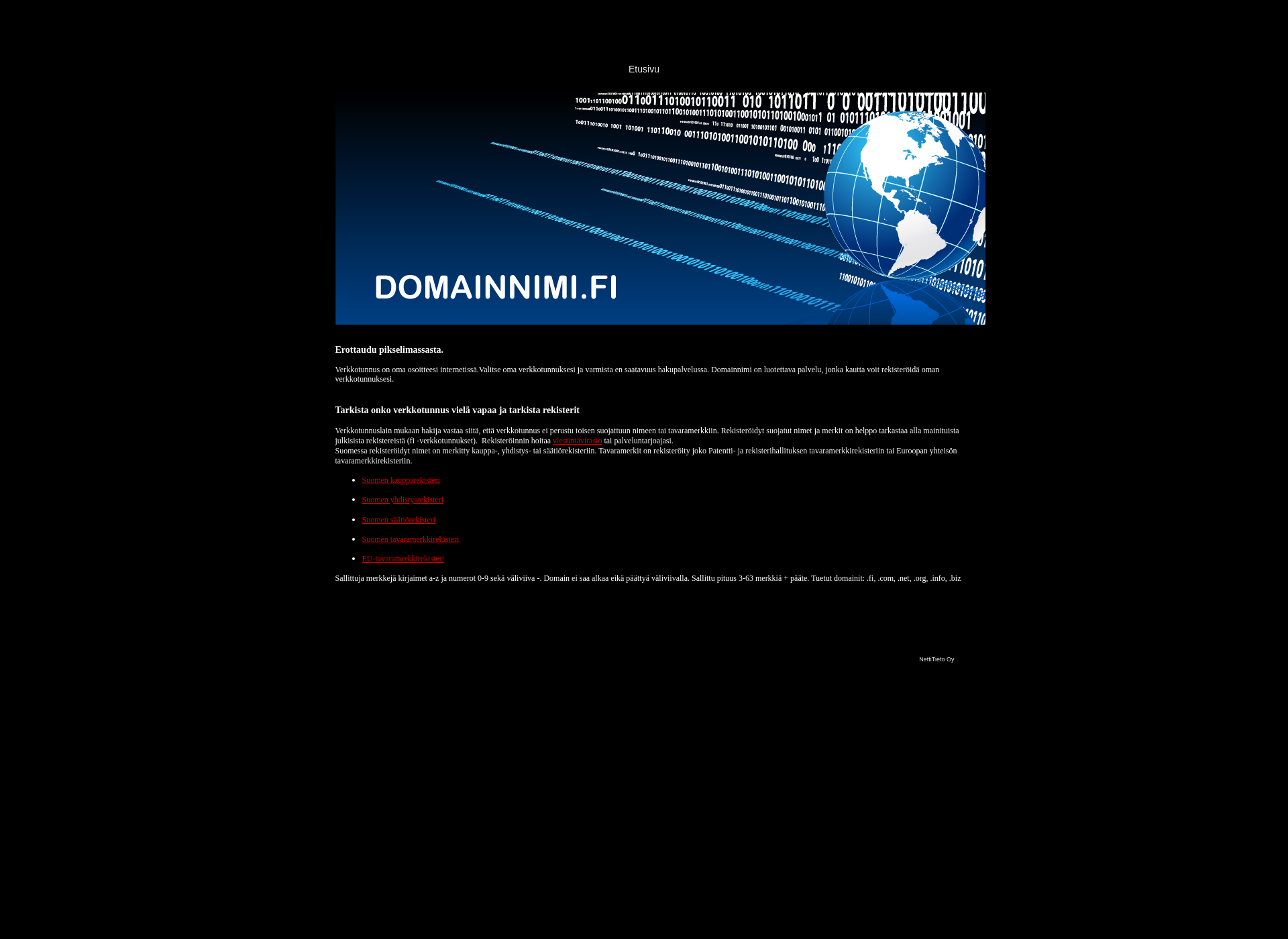 Skärmdump för domainnimi.fi