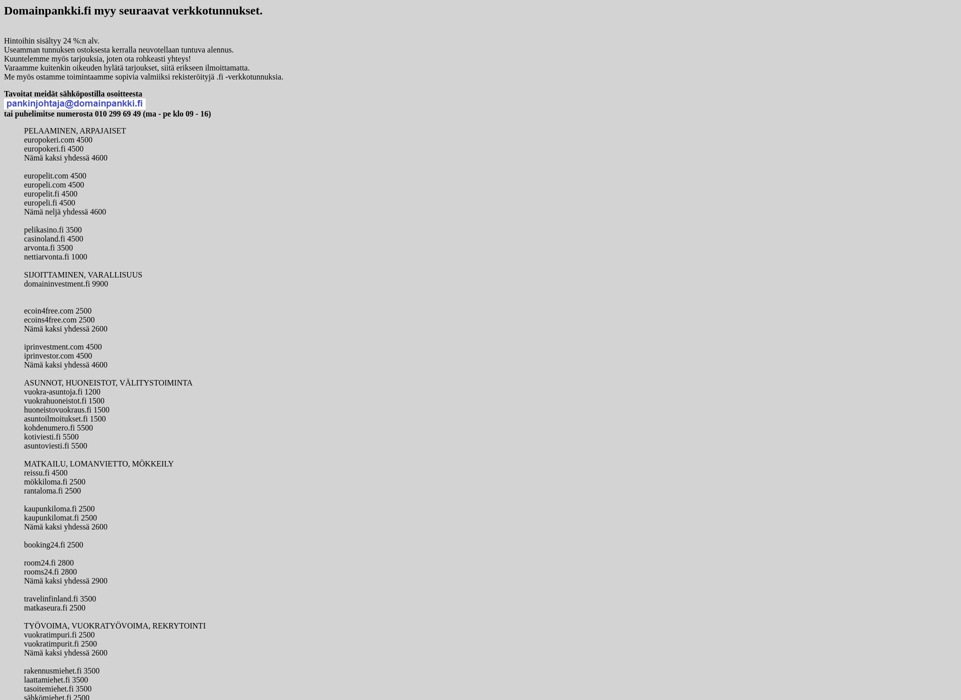 Skärmdump för domainpankki.fi