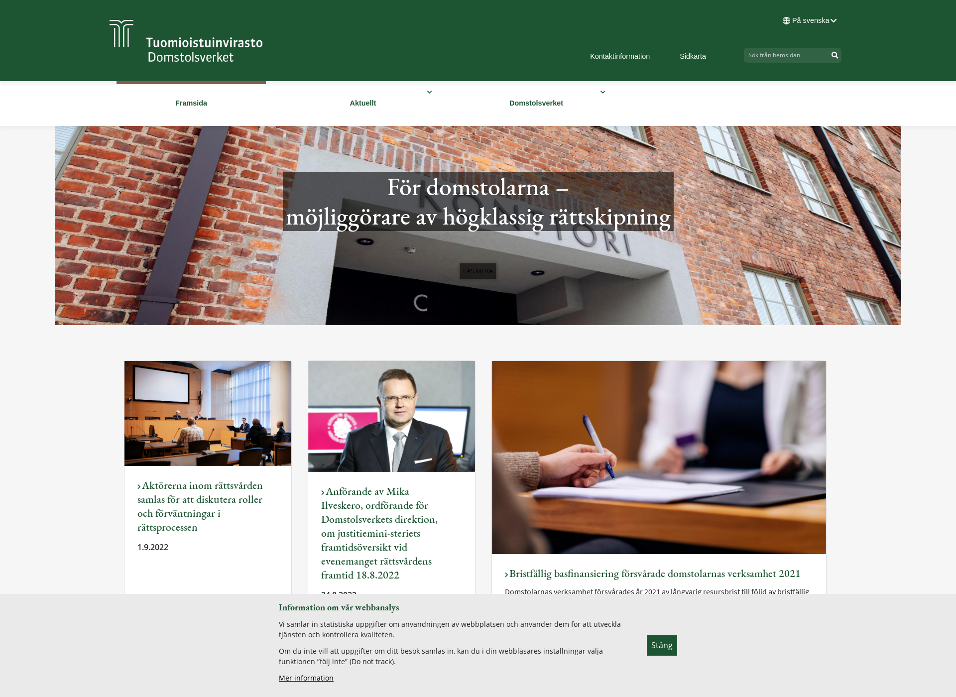Skärmdump för domstolsverket.fi