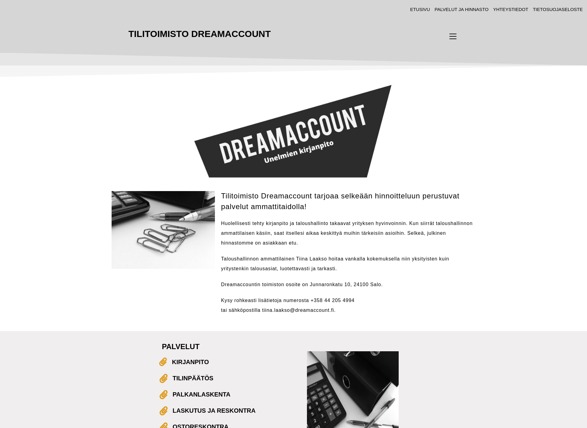 Skärmdump för dreamaccount.fi