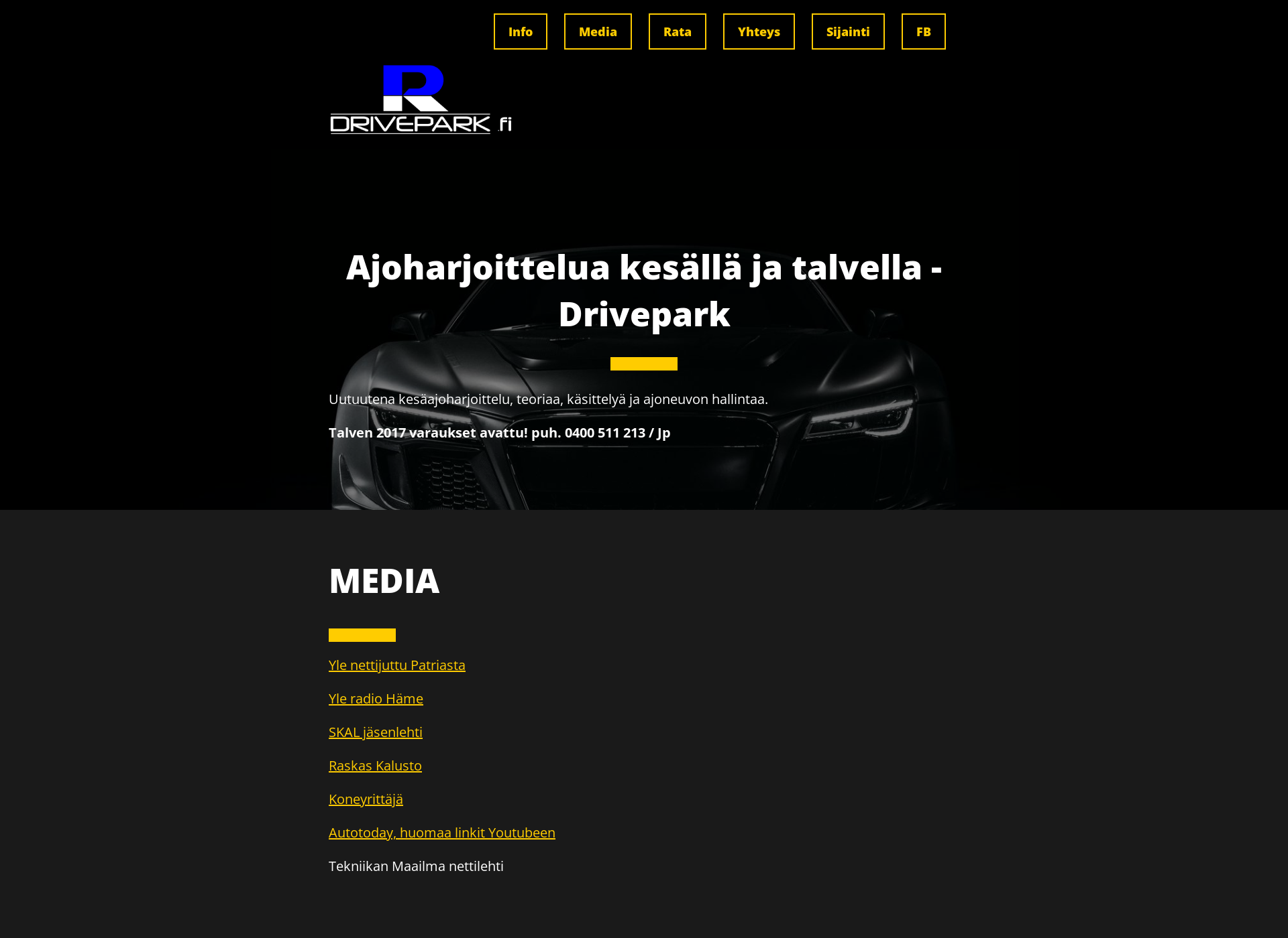 Skärmdump för drivepark.fi