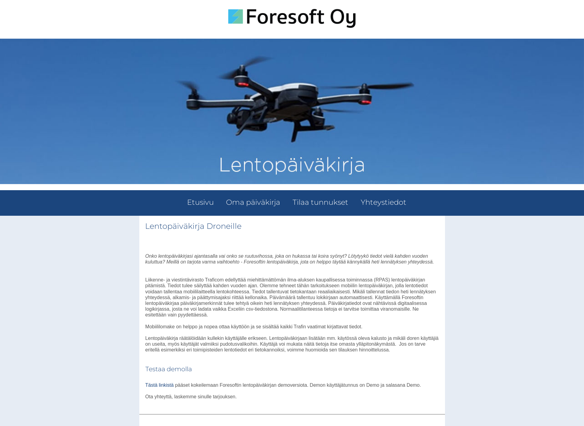 Skärmdump för dronepaivakirja.fi