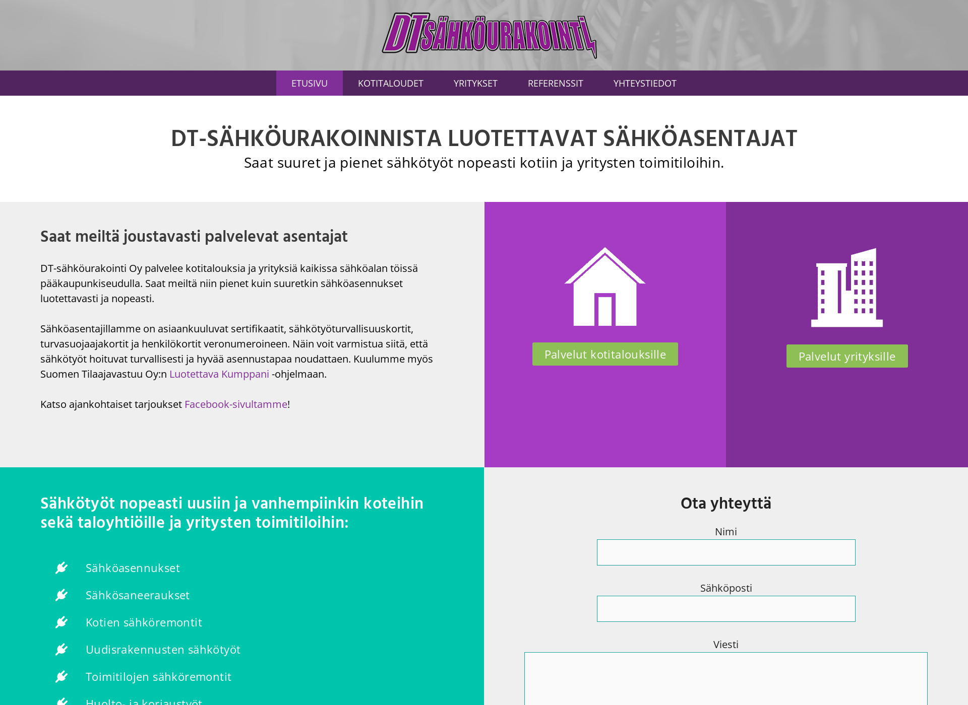 Skärmdump för dt-sahkourakointi.fi