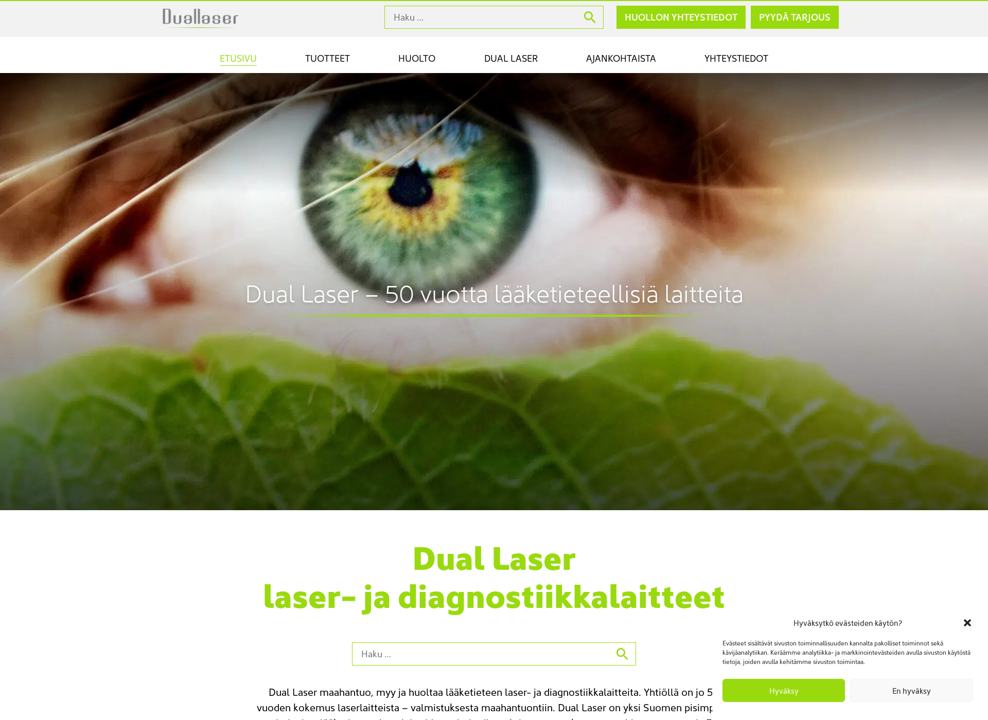 Skärmdump för duallaser.fi