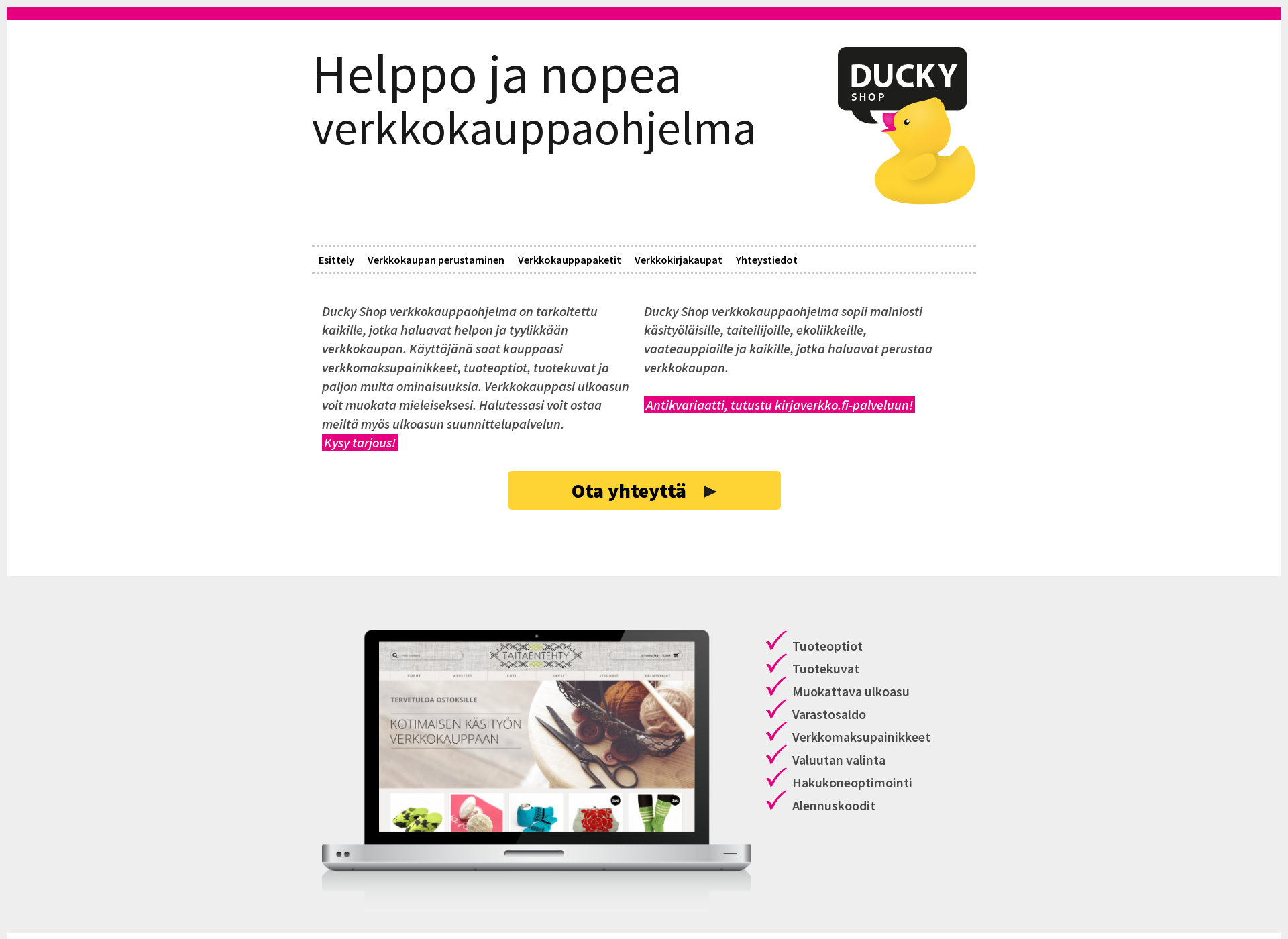 Skärmdump för ducky.fi