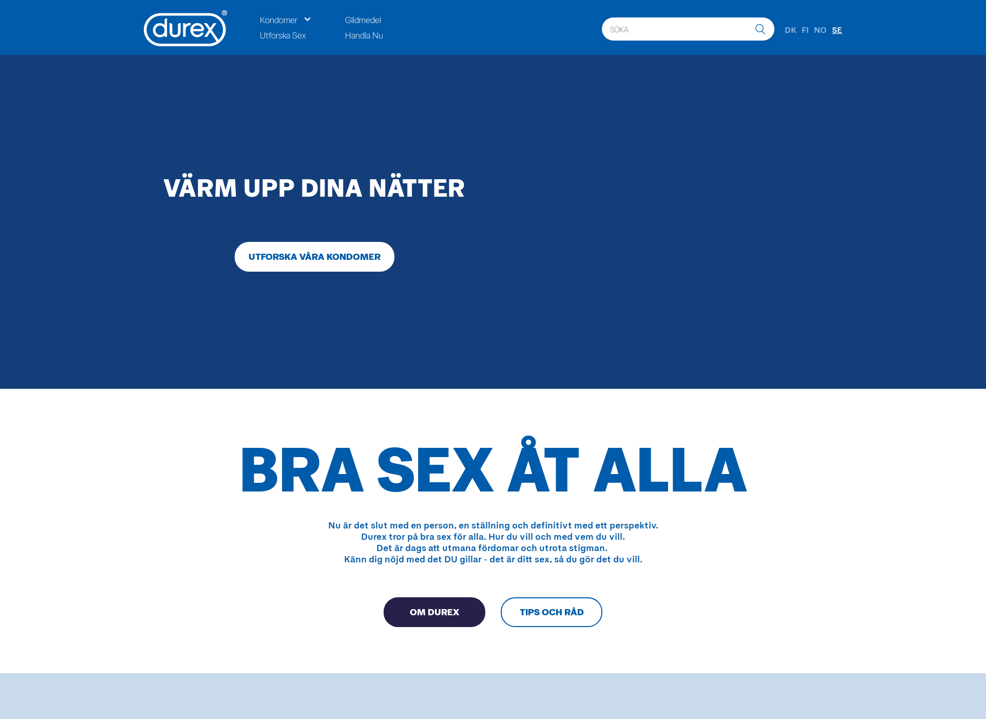 Skärmdump för durex.fi