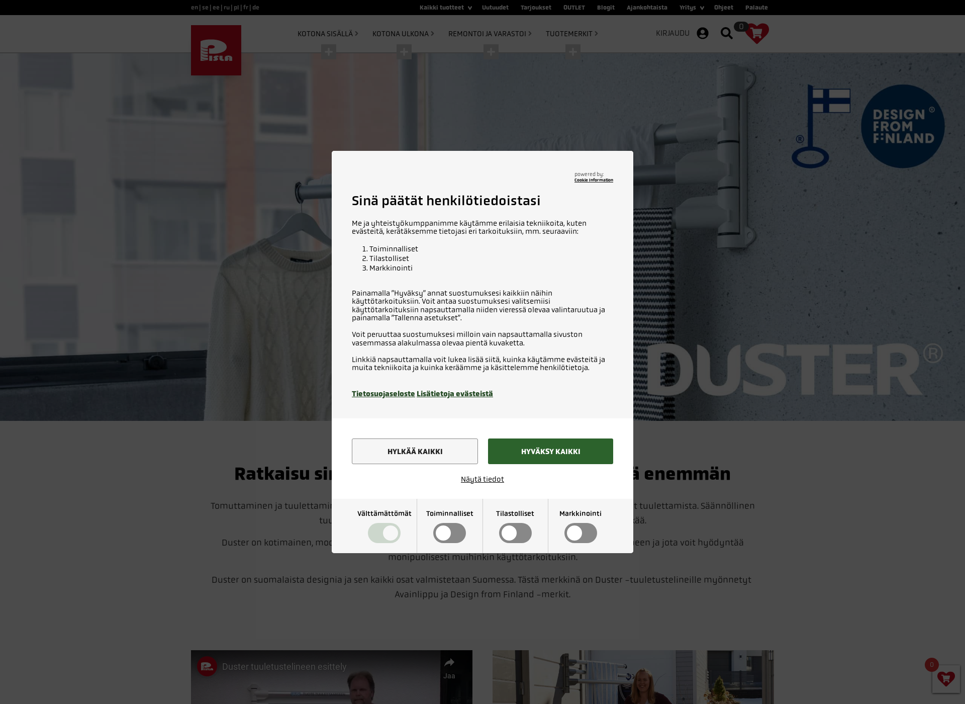 Screenshot for duster.fi