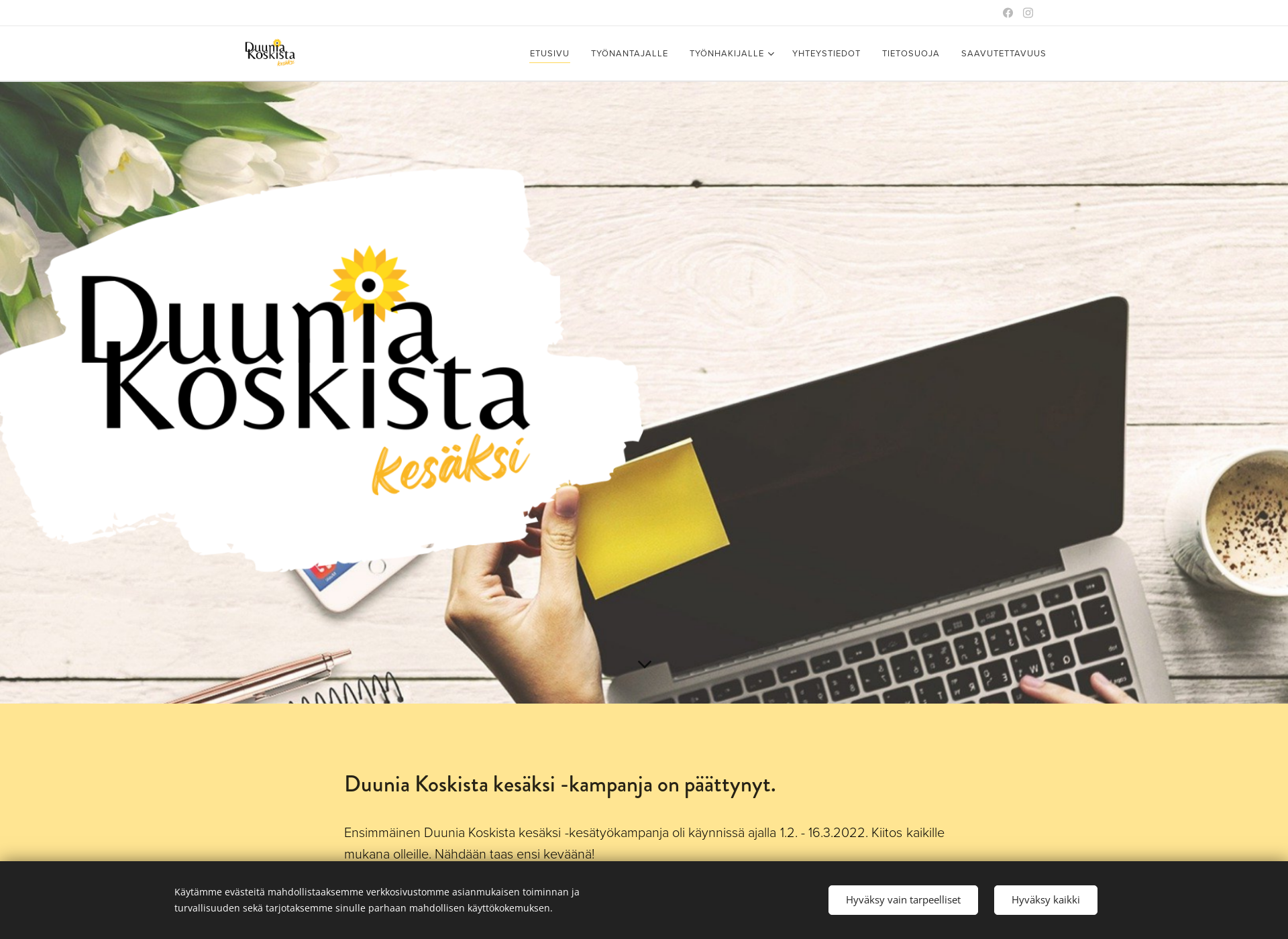 Screenshot for duuniakoskista.fi