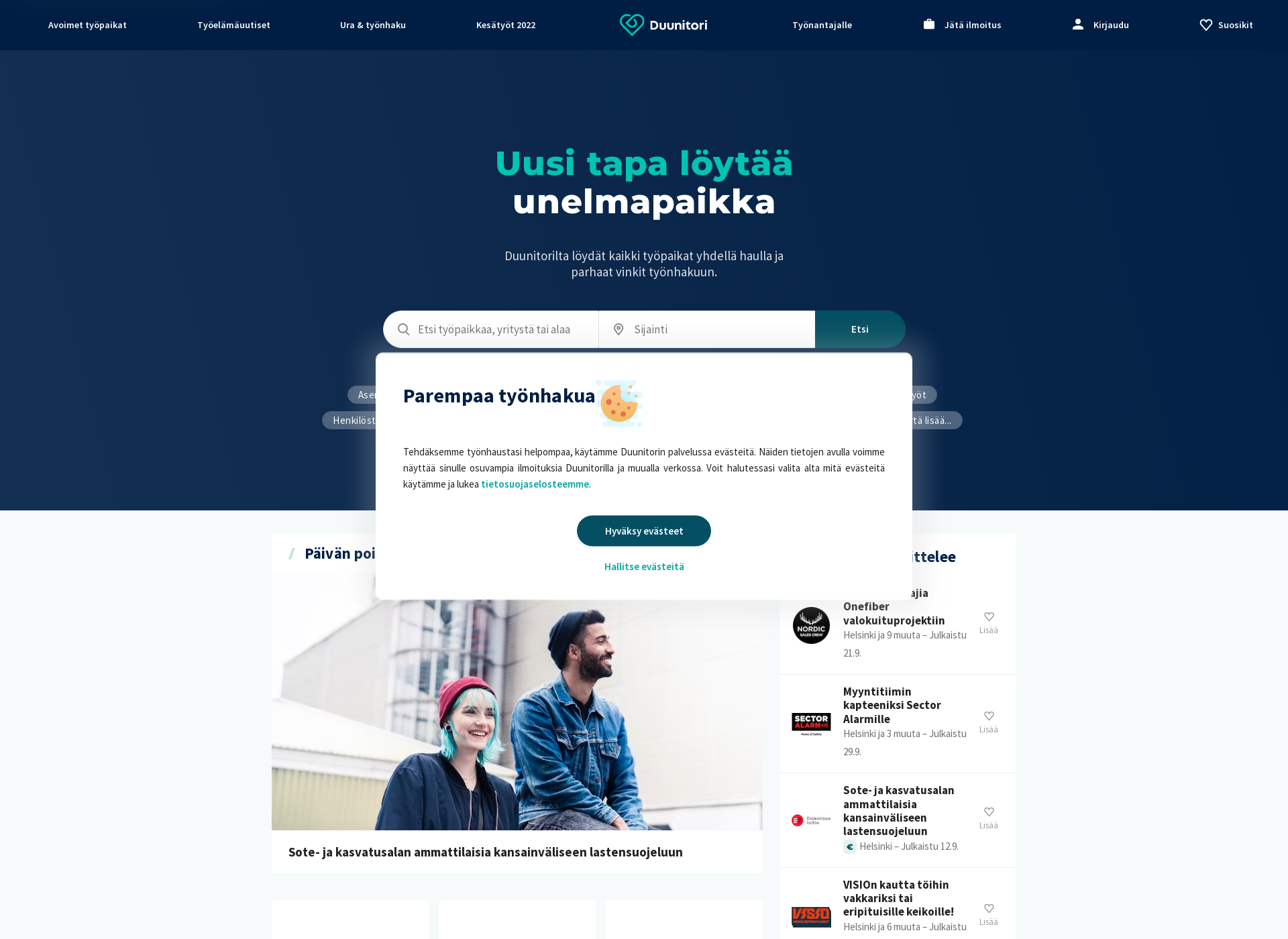 Screenshot for duunitori.fi