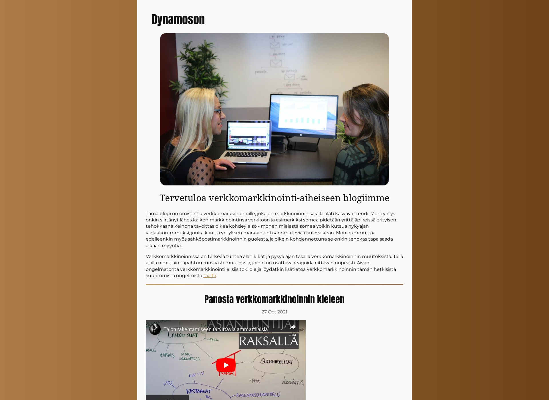 Skärmdump för dynamoson.fi