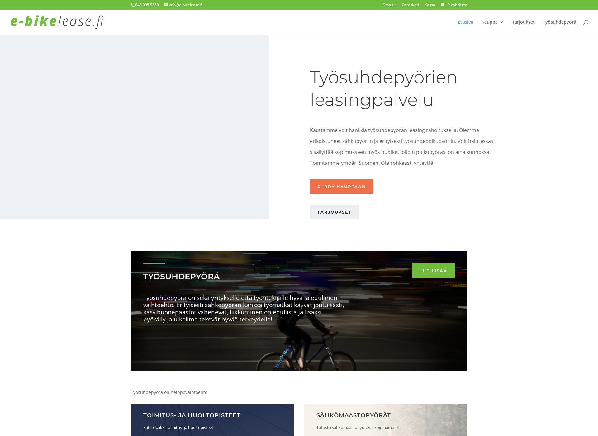 Skärmdump för e-bikelease.fi