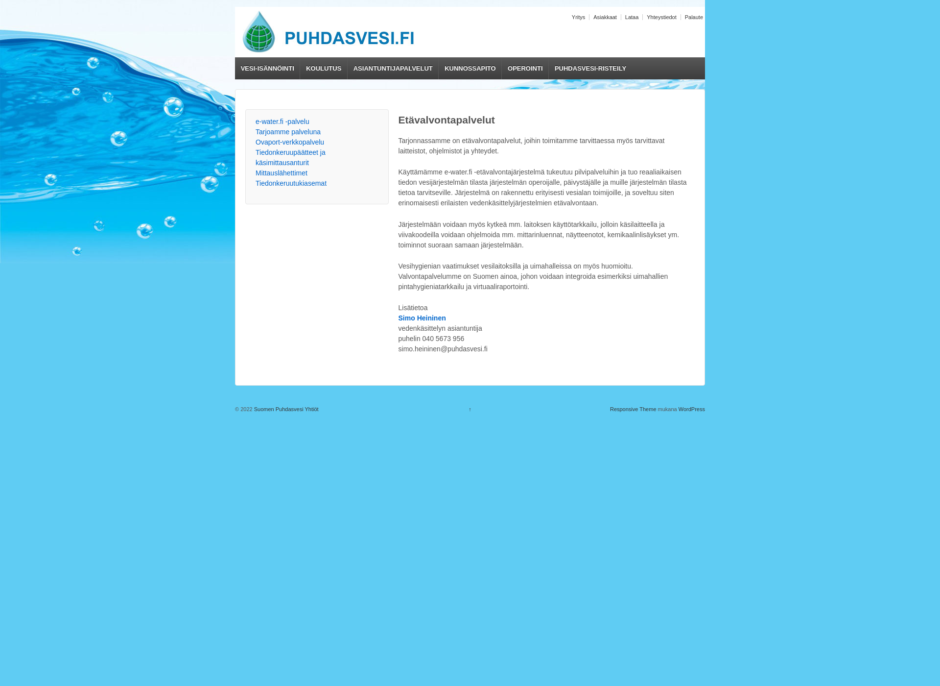 Skärmdump för e-water.fi