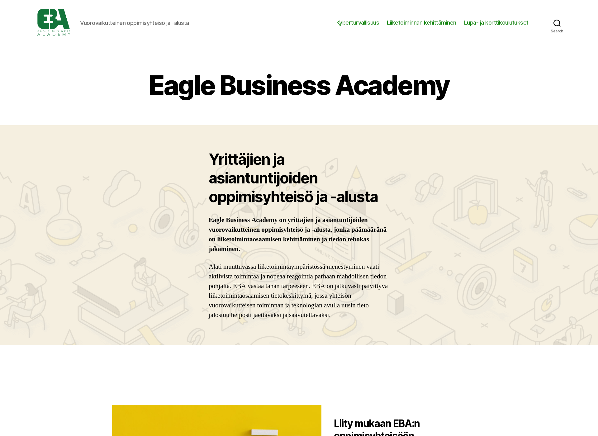 Skärmdump för eaglebusinessacademy.fi