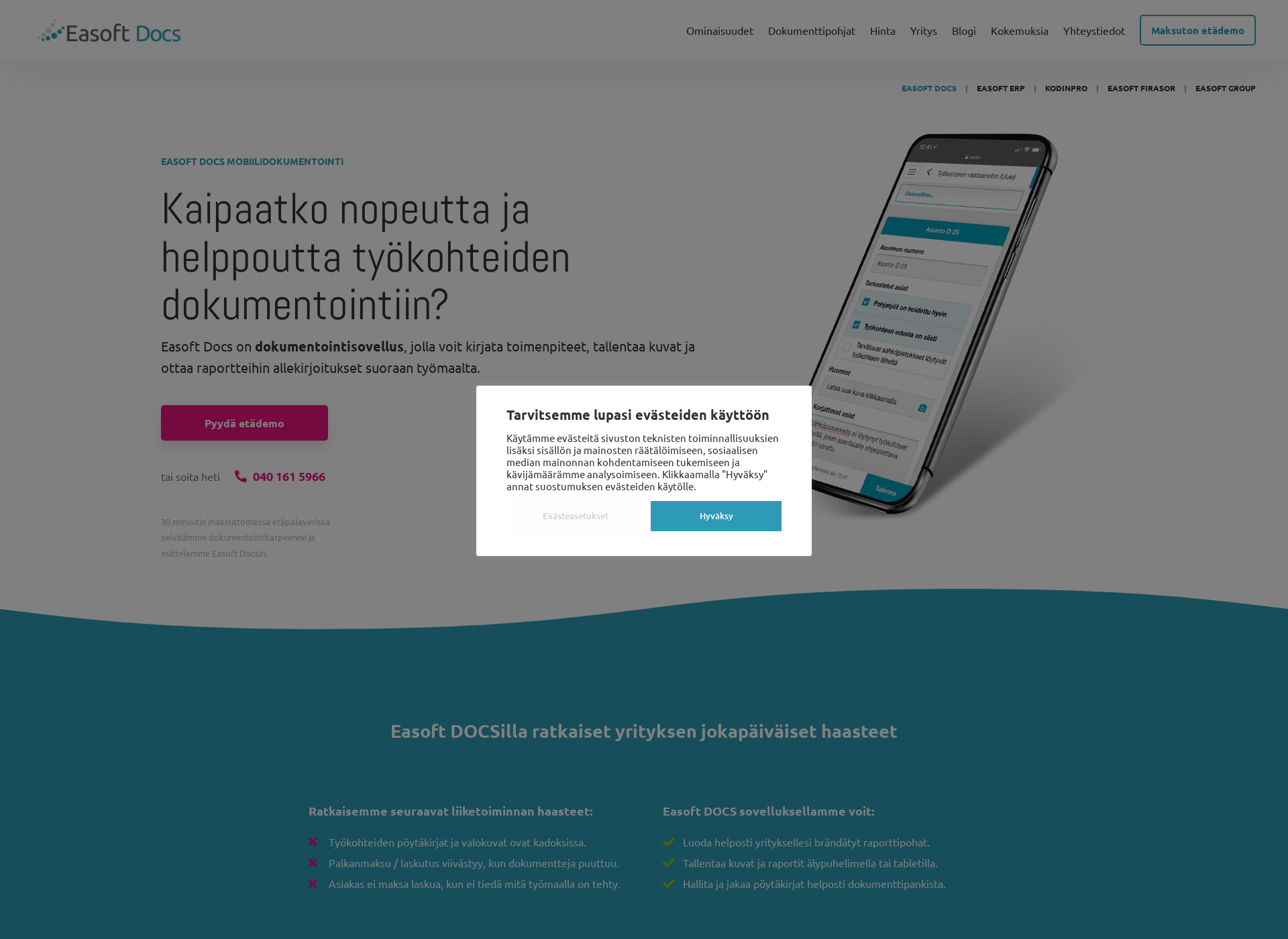 Skärmdump för easoftdocs.fi