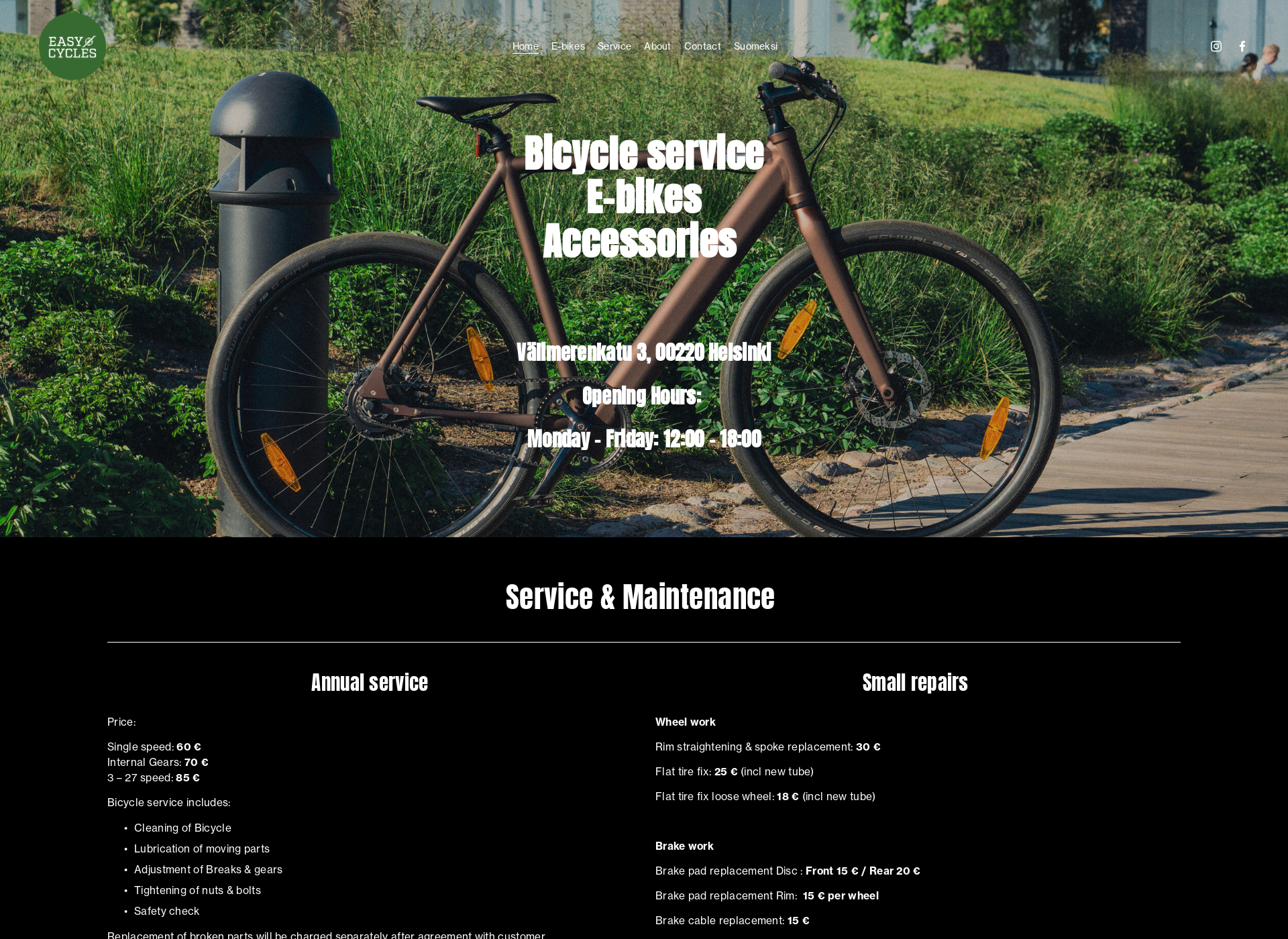 Screenshot for easycycles.fi