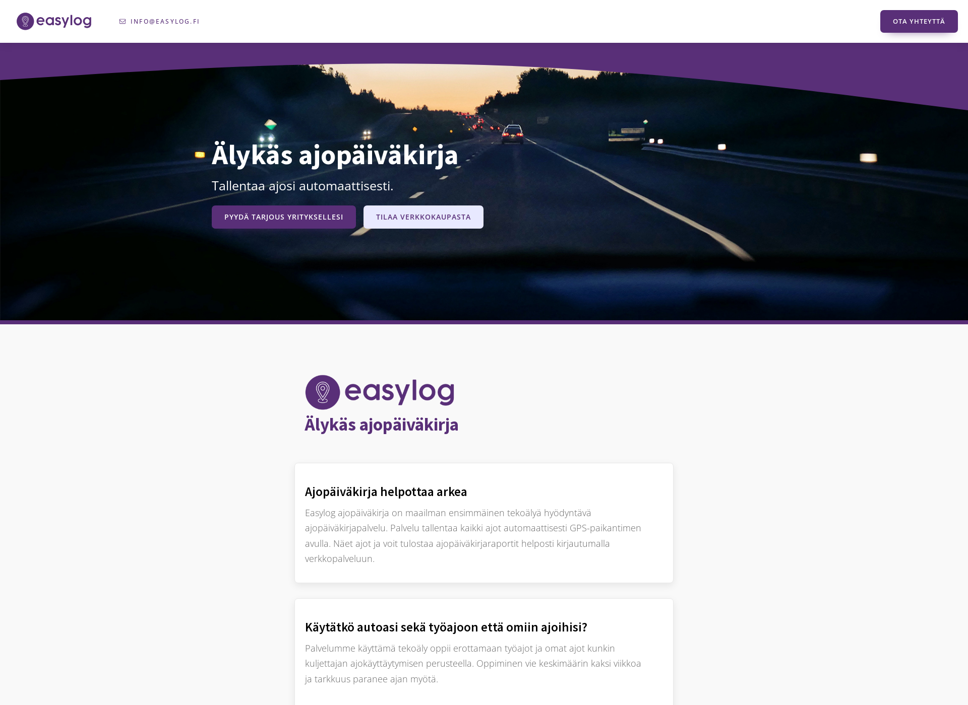 Skärmdump för easylog.fi