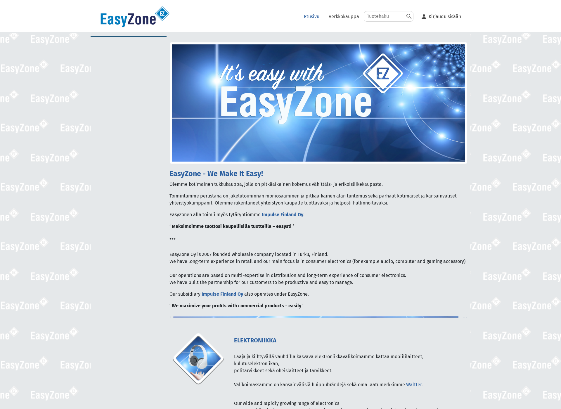 Skärmdump för easyzone.fi