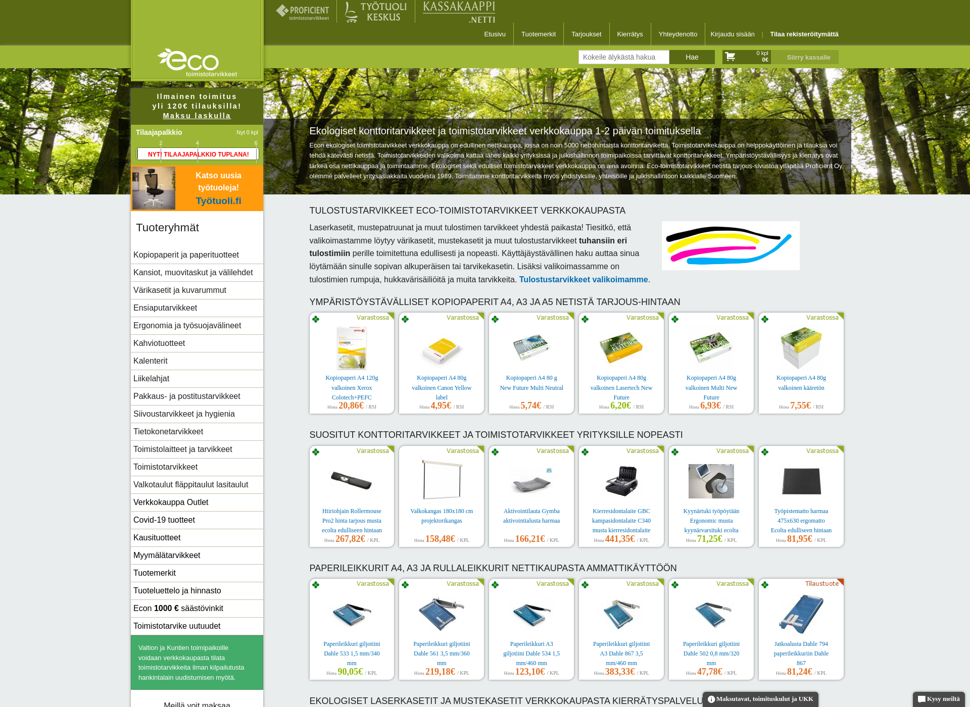 Screenshot for eco-toimistotarvikkeet.fi