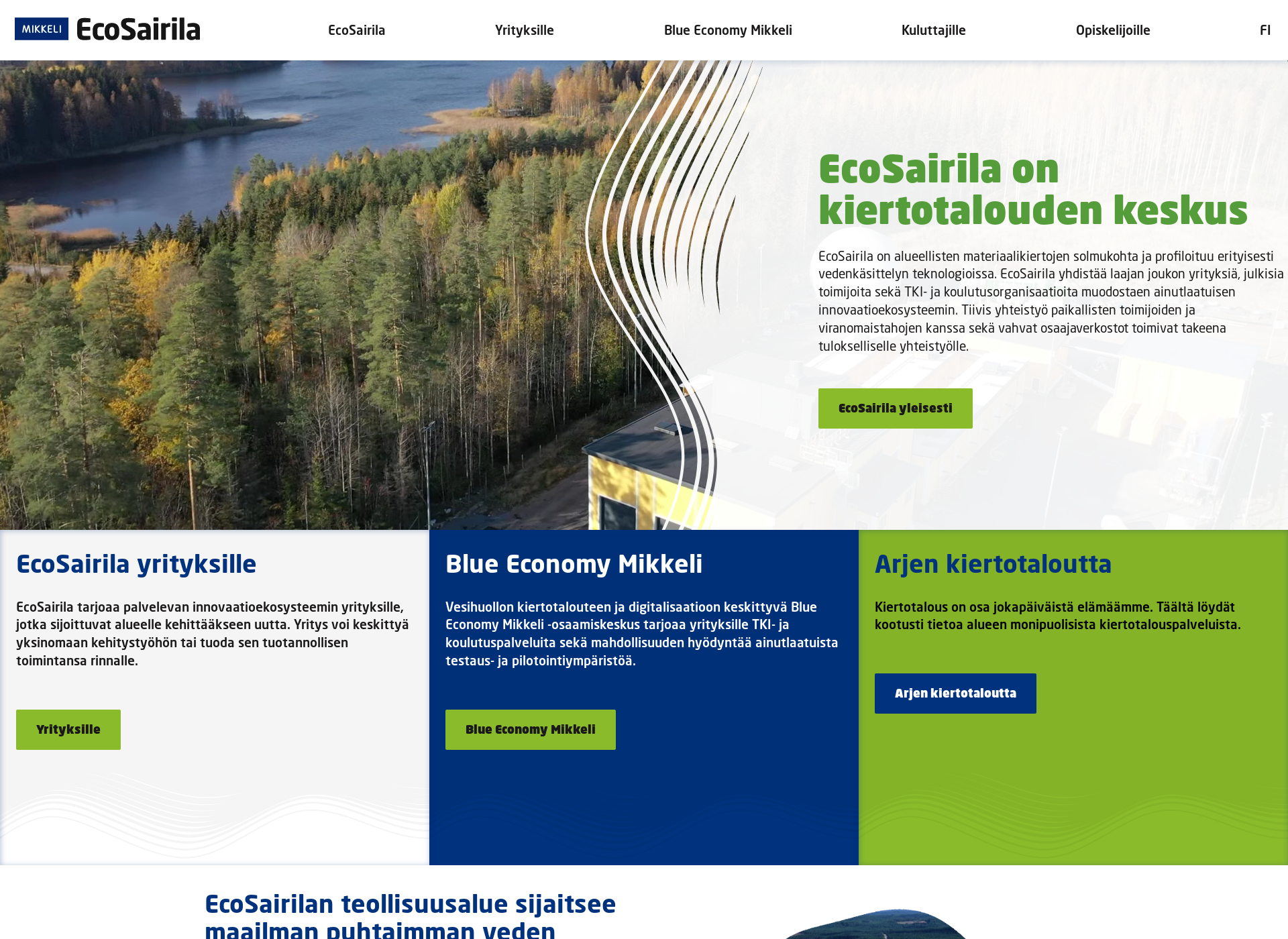 Skärmdump för ecosairila.fi