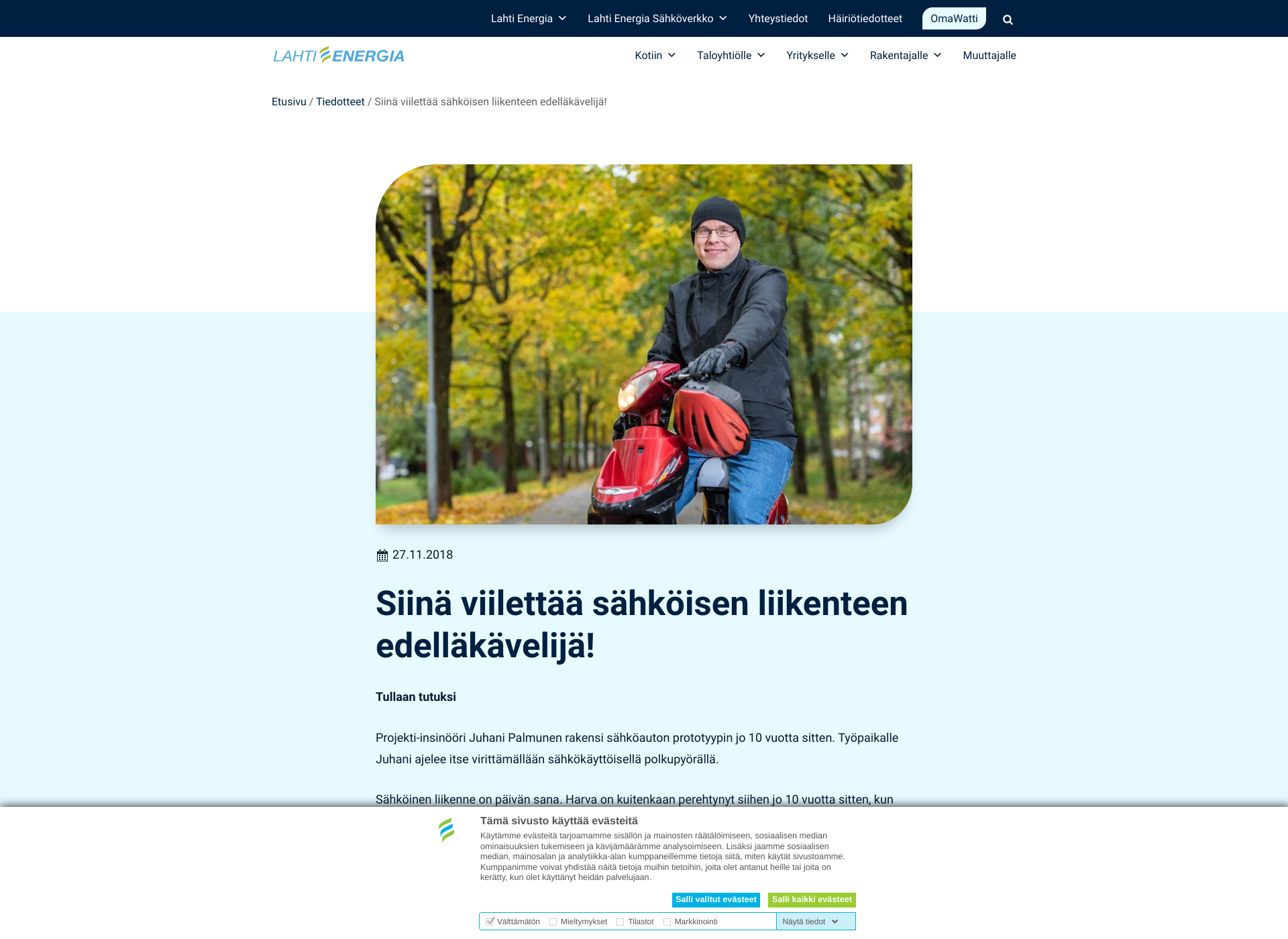 Skärmdump för edellakavelija.fi