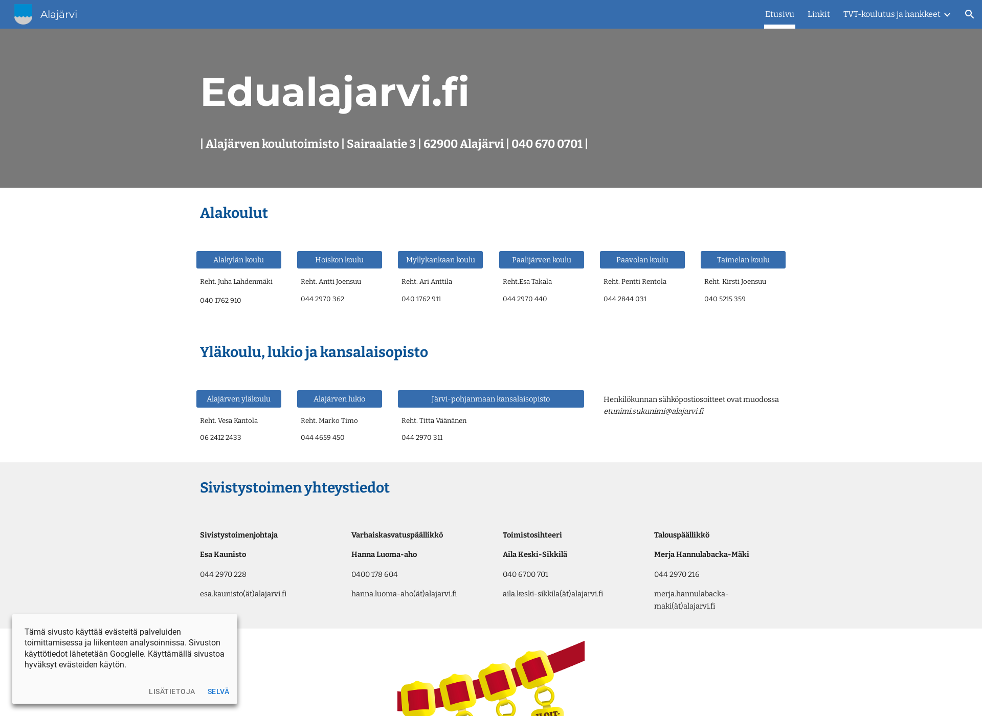 Skärmdump för edualajarvi.fi
