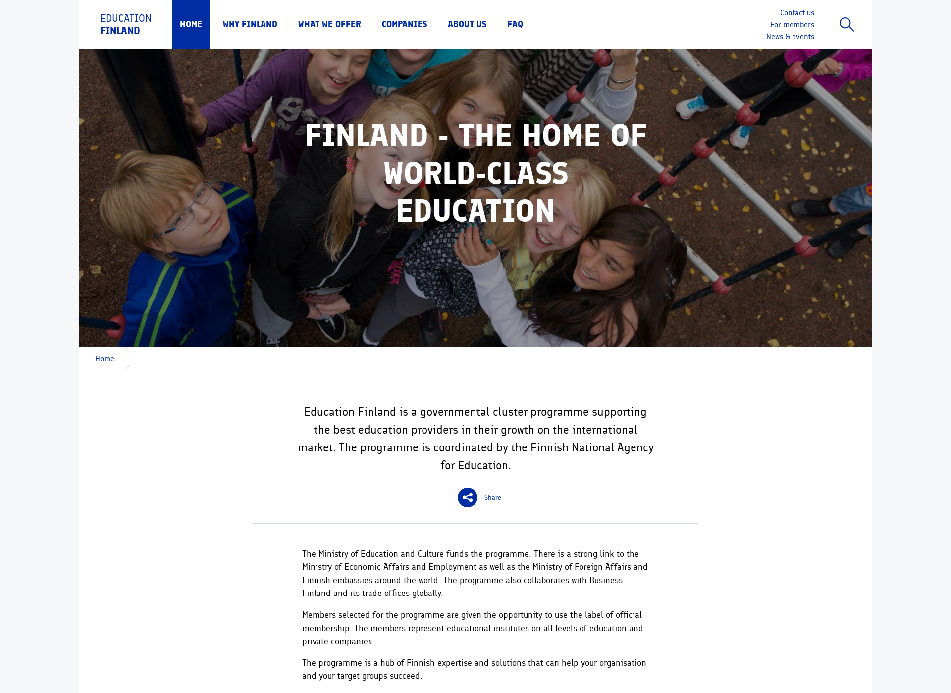Skärmdump för educationfinland.fi