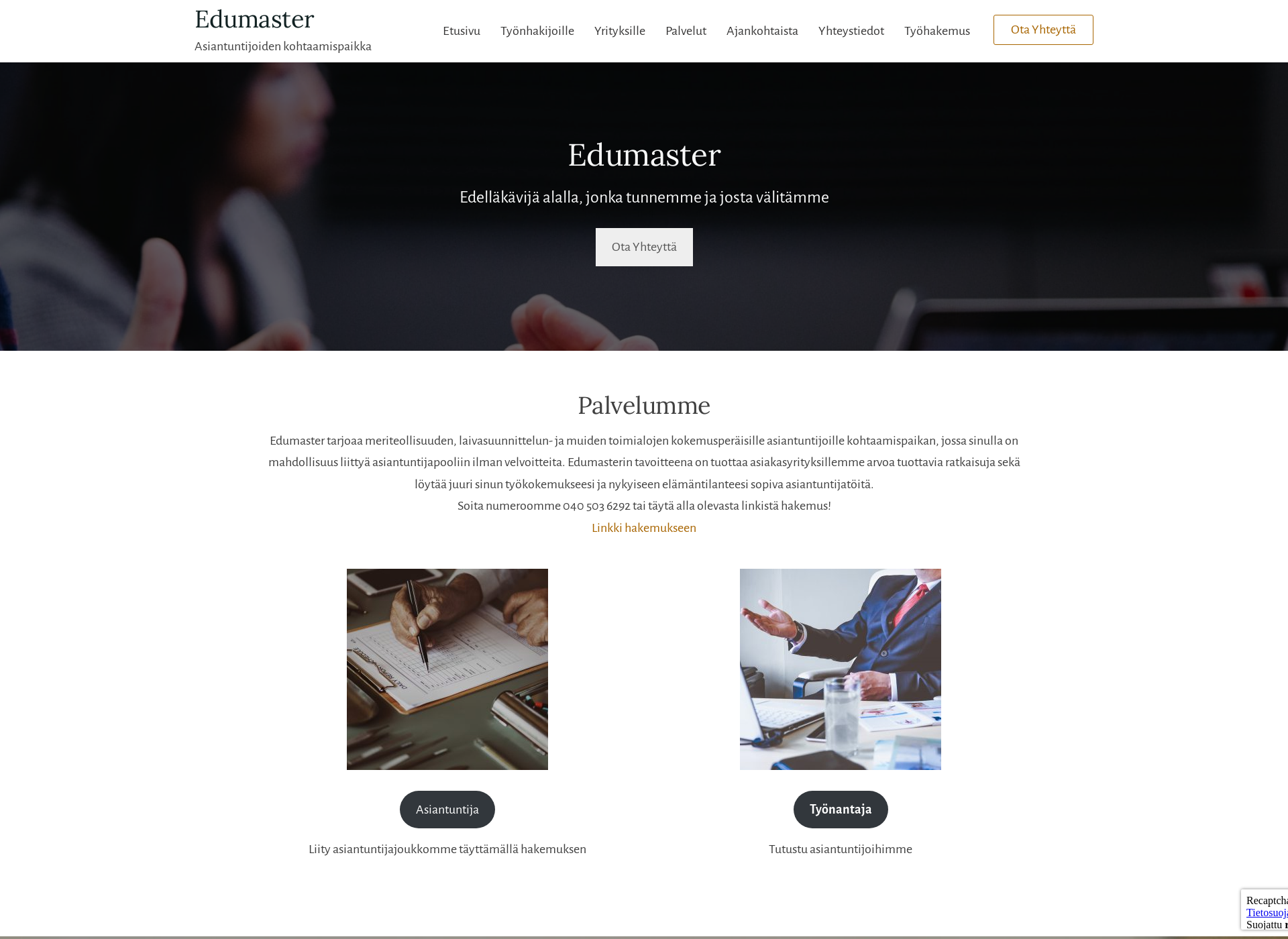Skärmdump för edumaster.fi