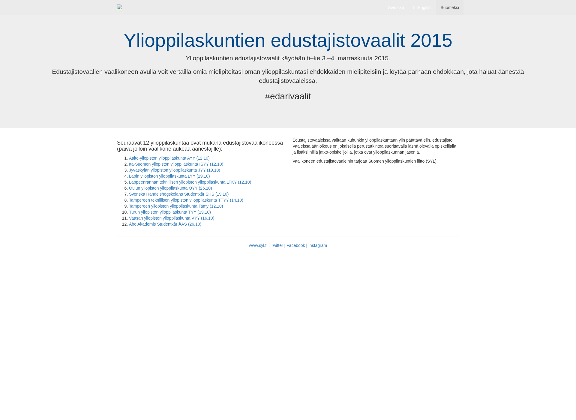Screenshot for edustajistovaalit.fi