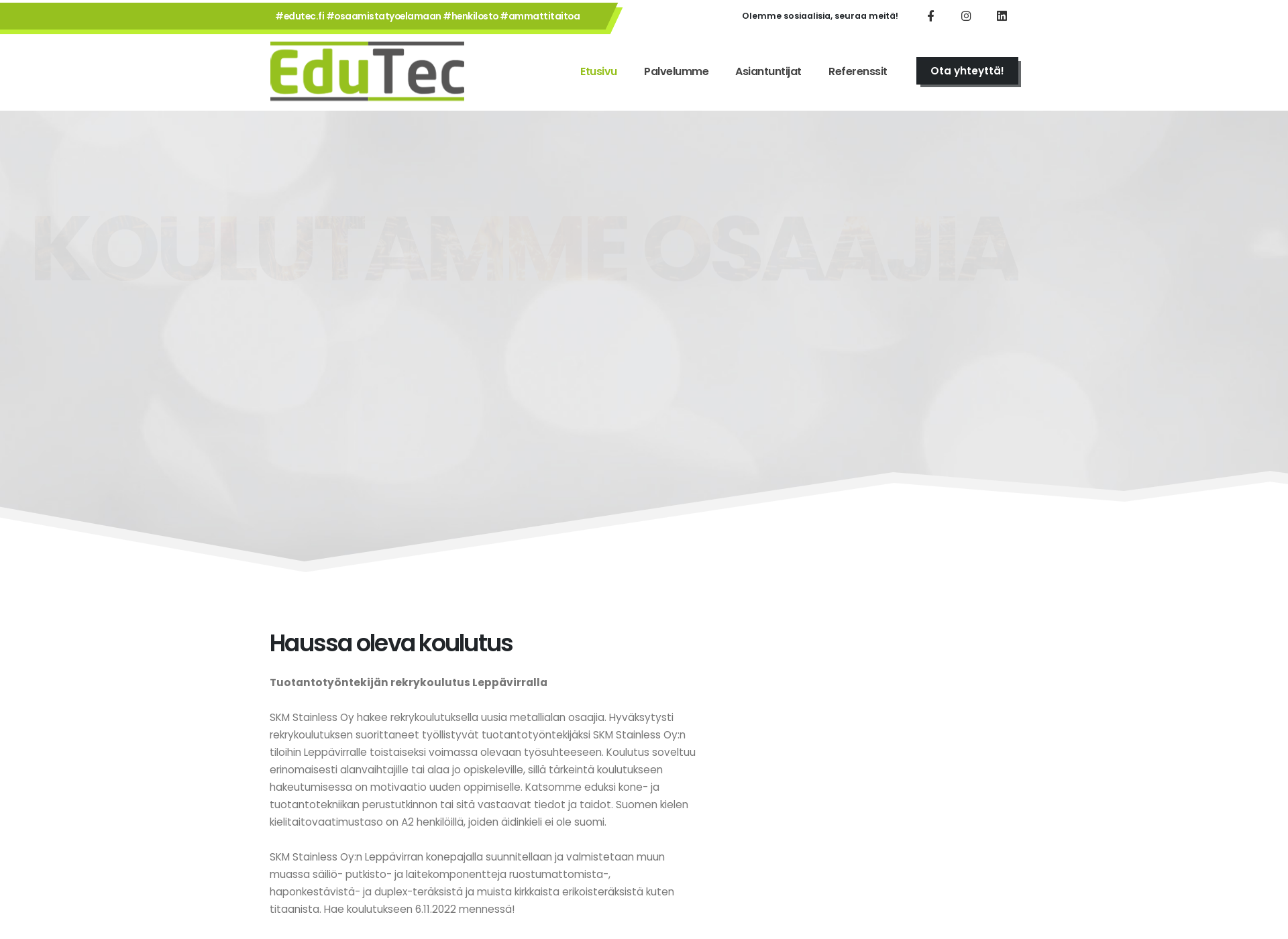 Skärmdump för edutec.fi