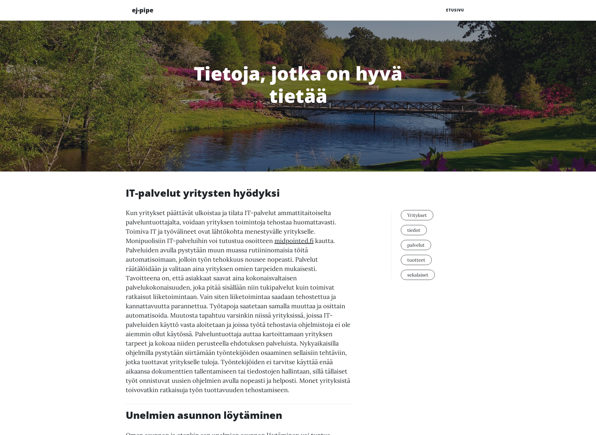 Screenshot for ej-pipeline.fi