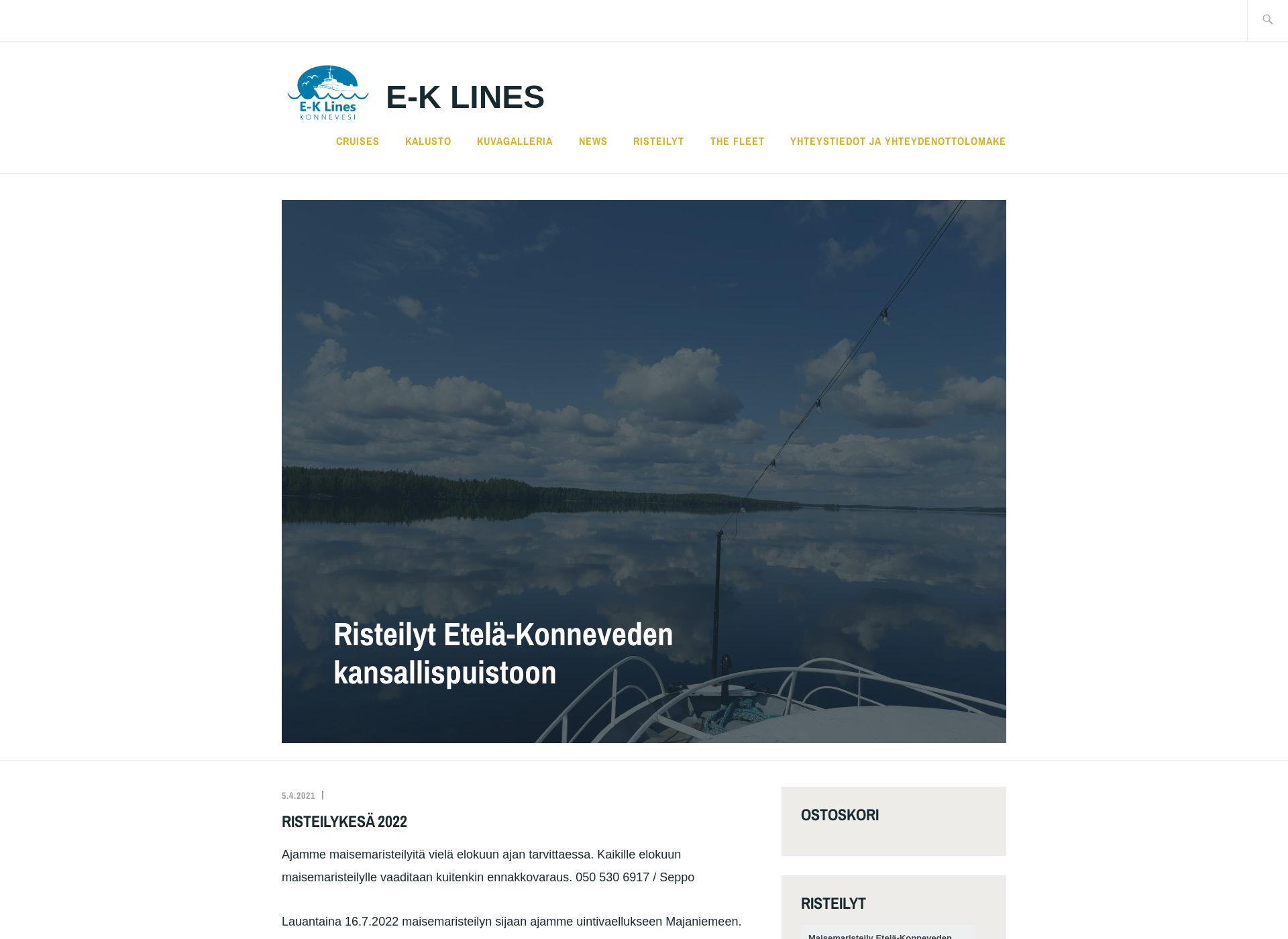 Skärmdump för eklines.fi