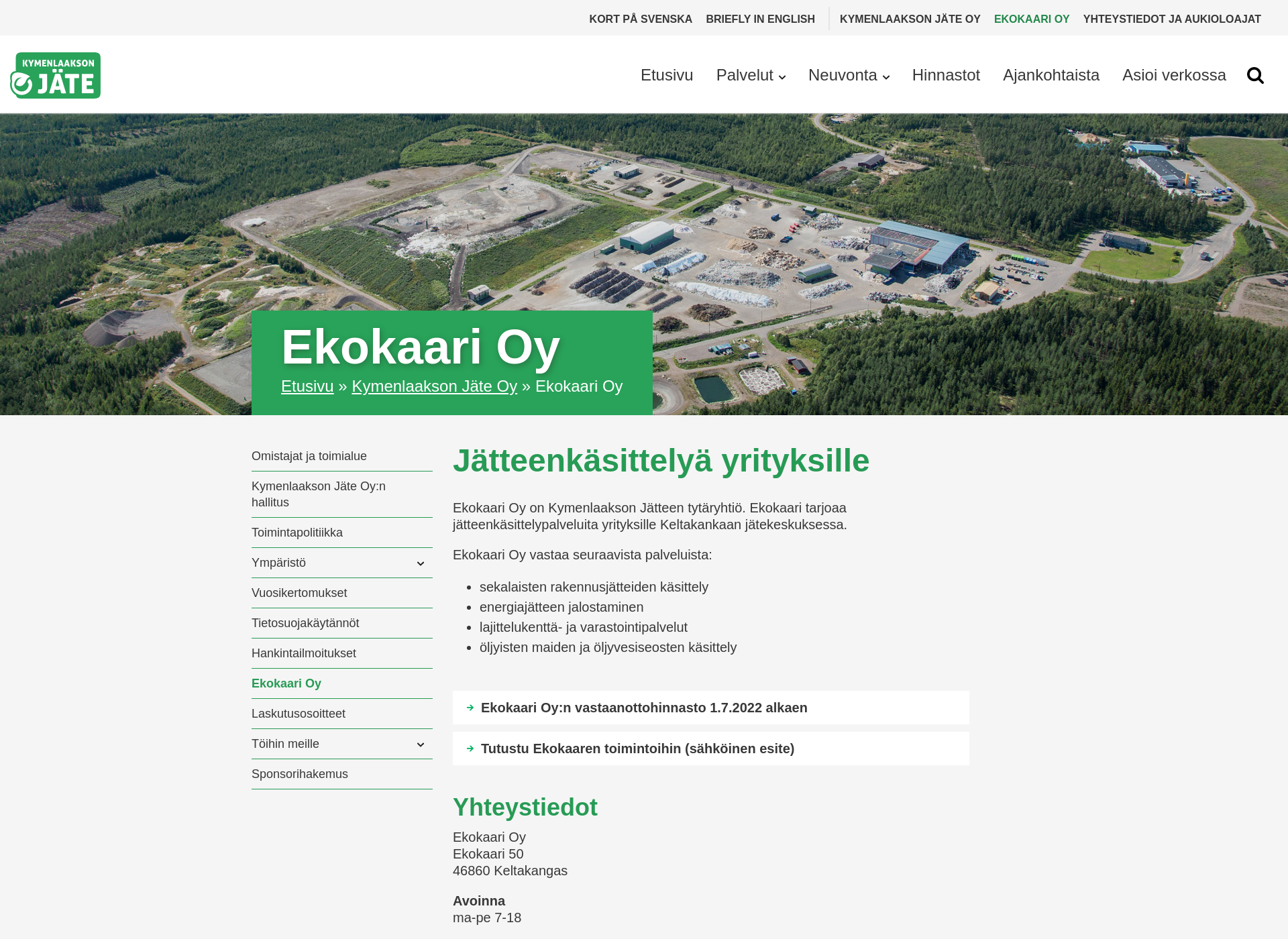 Näyttökuva ekokaari.fi