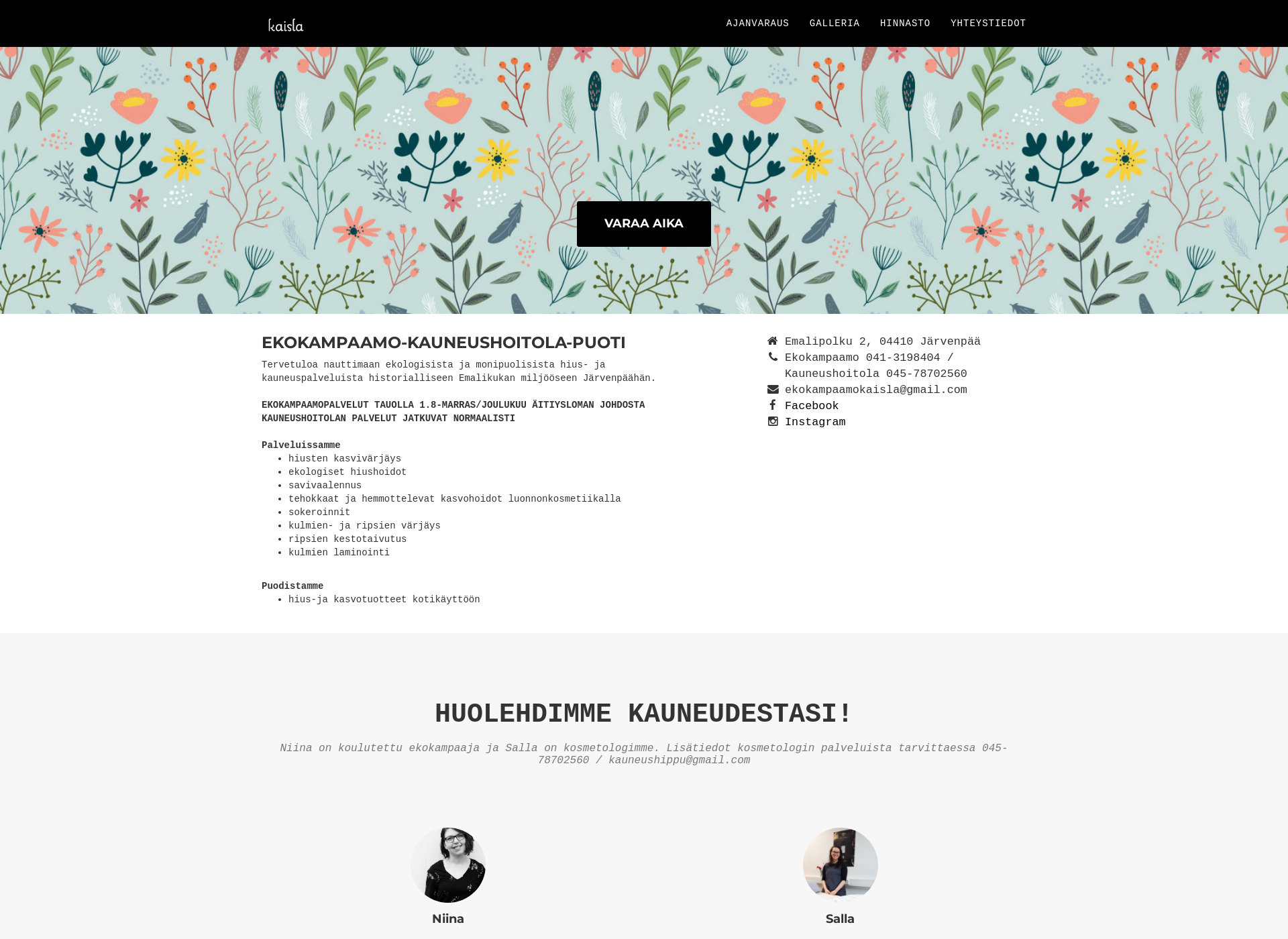 Screenshot for ekokampaamokaisla.fi
