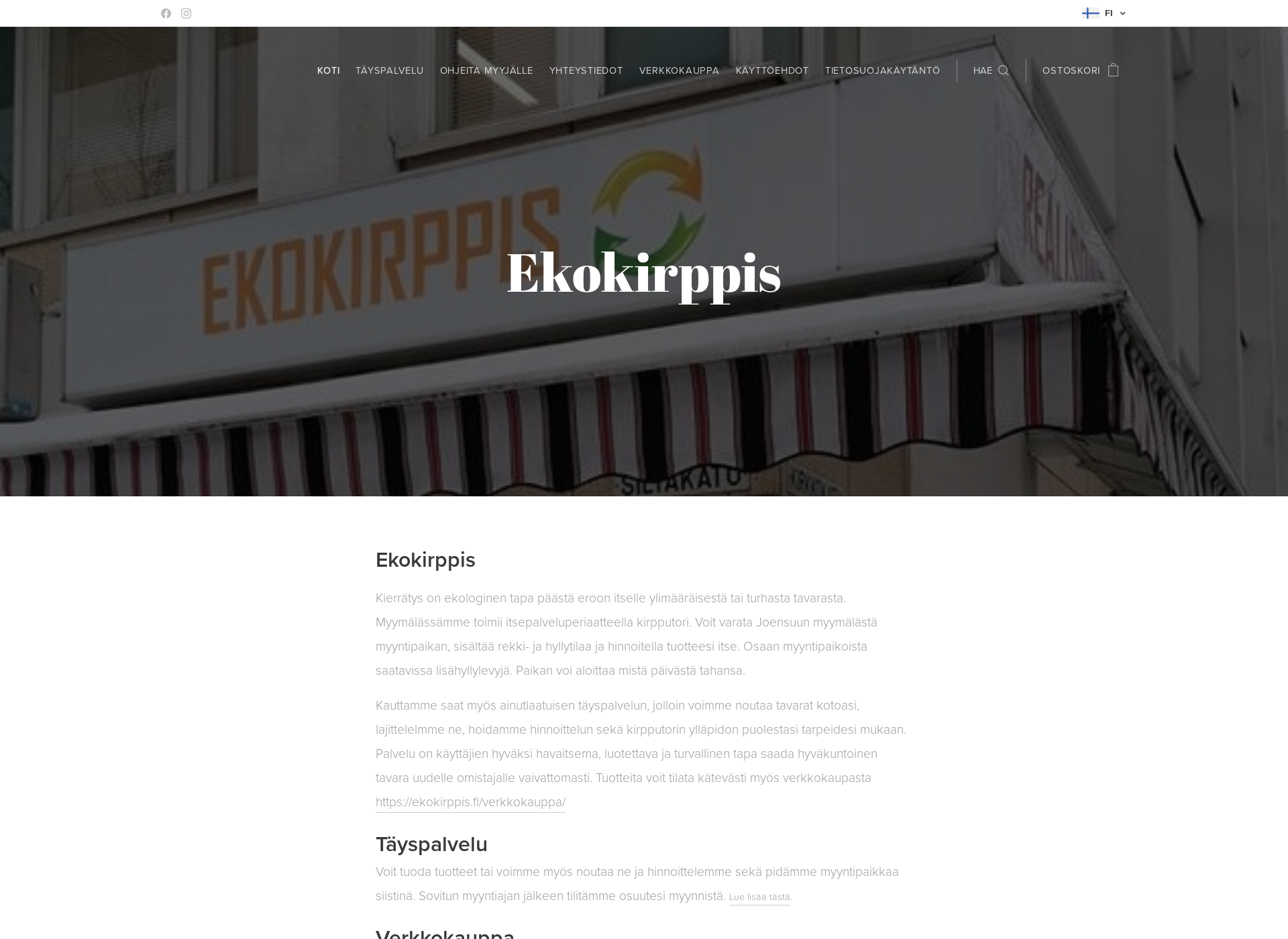 Skärmdump för ekokirppis.fi