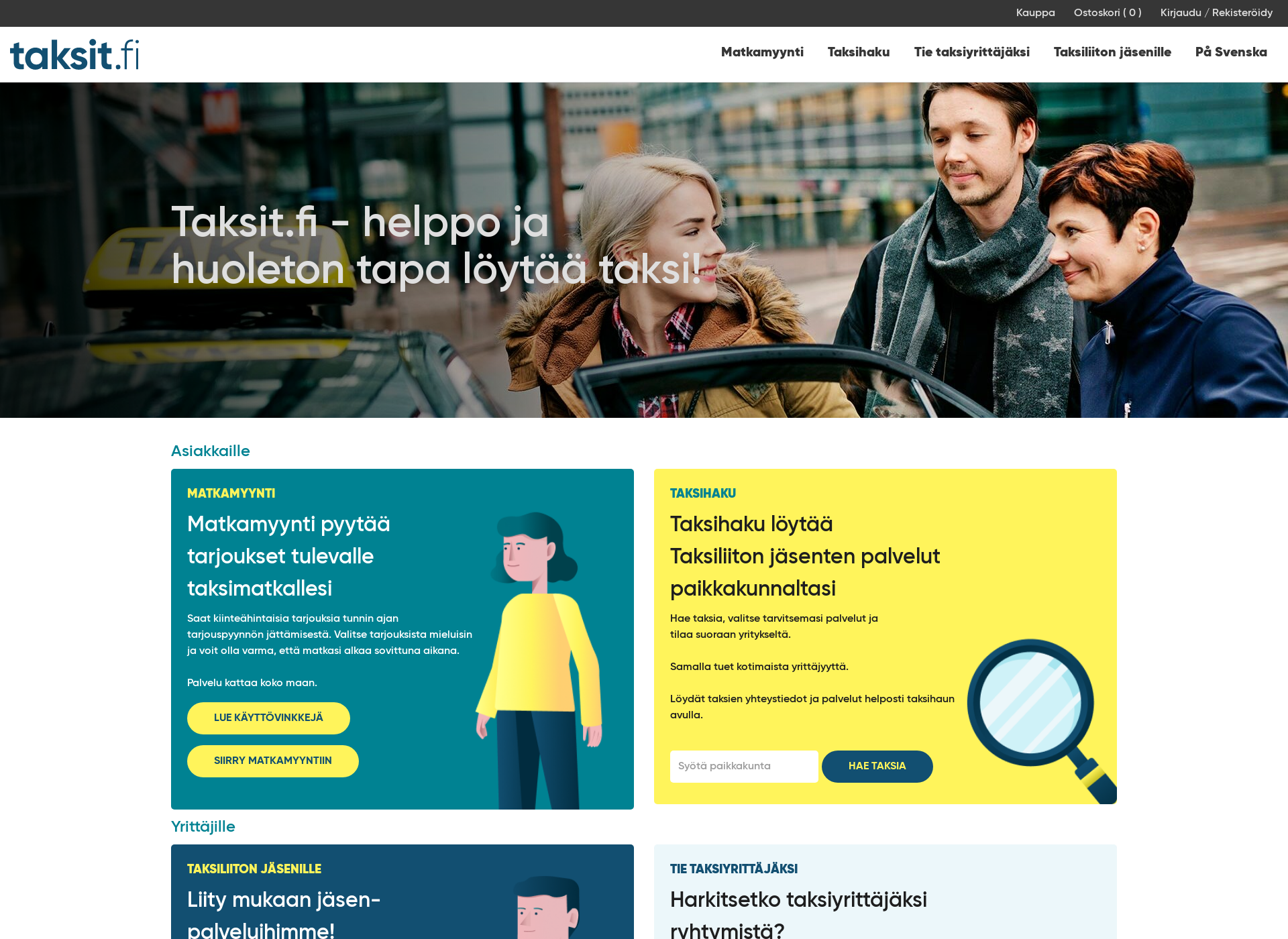 Skärmdump för ekotaksi.fi