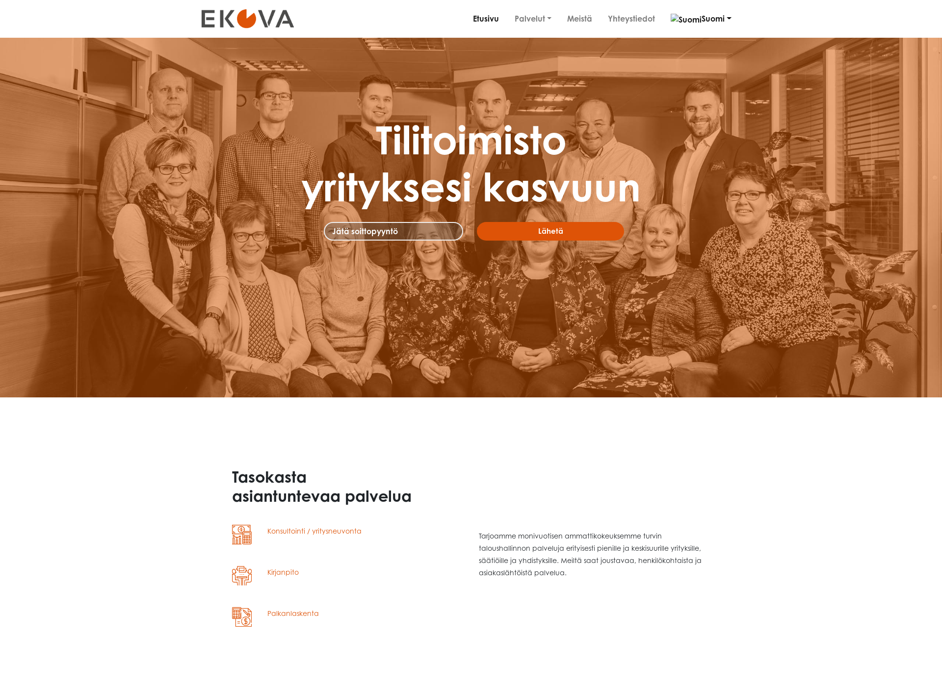 Skärmdump för ekova.fi