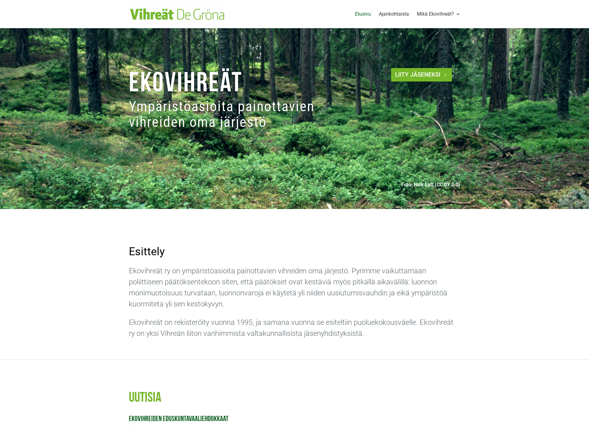Skärmdump för ekovihreat.fi