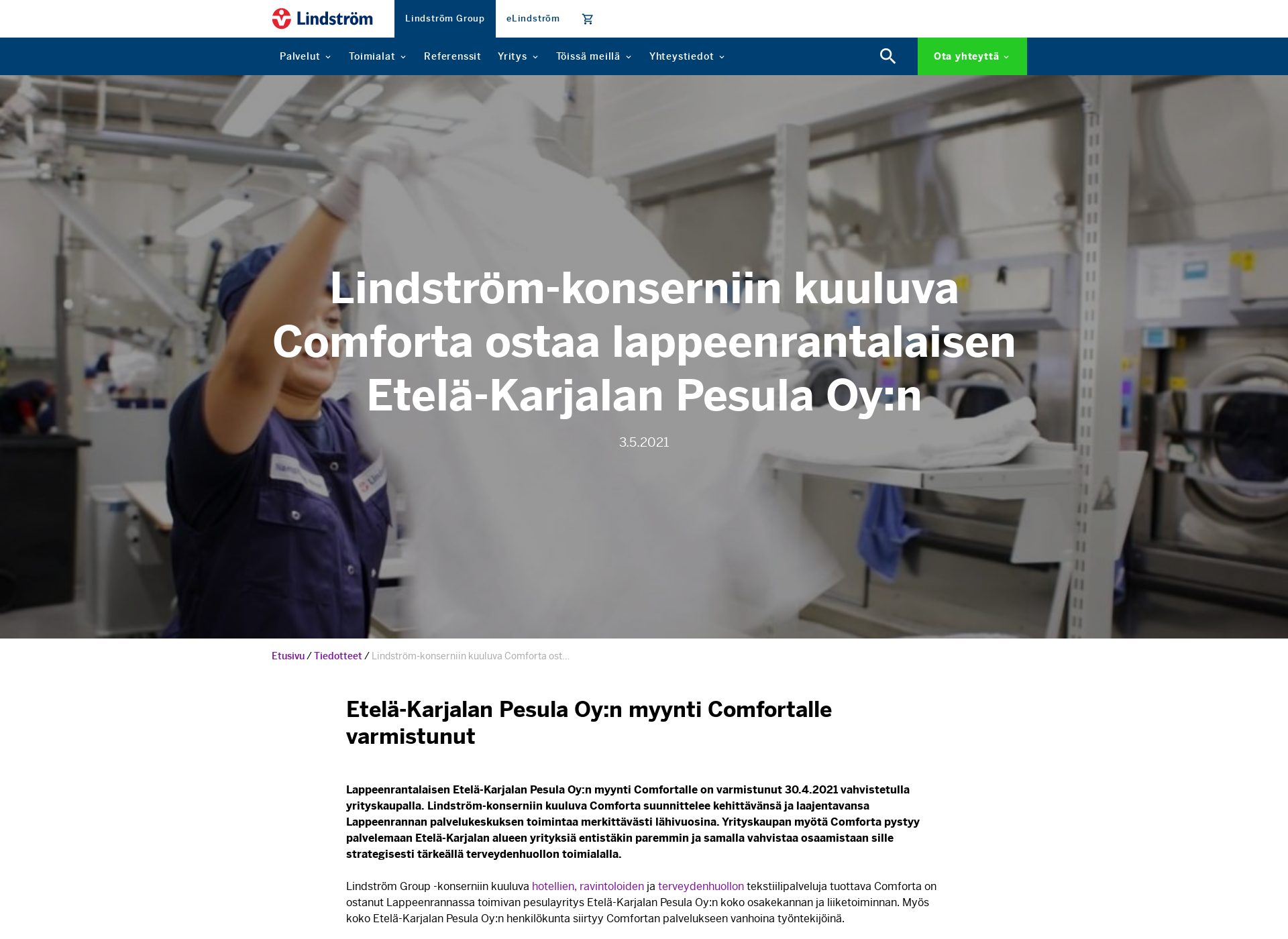 Skärmdump för ekpesula.fi