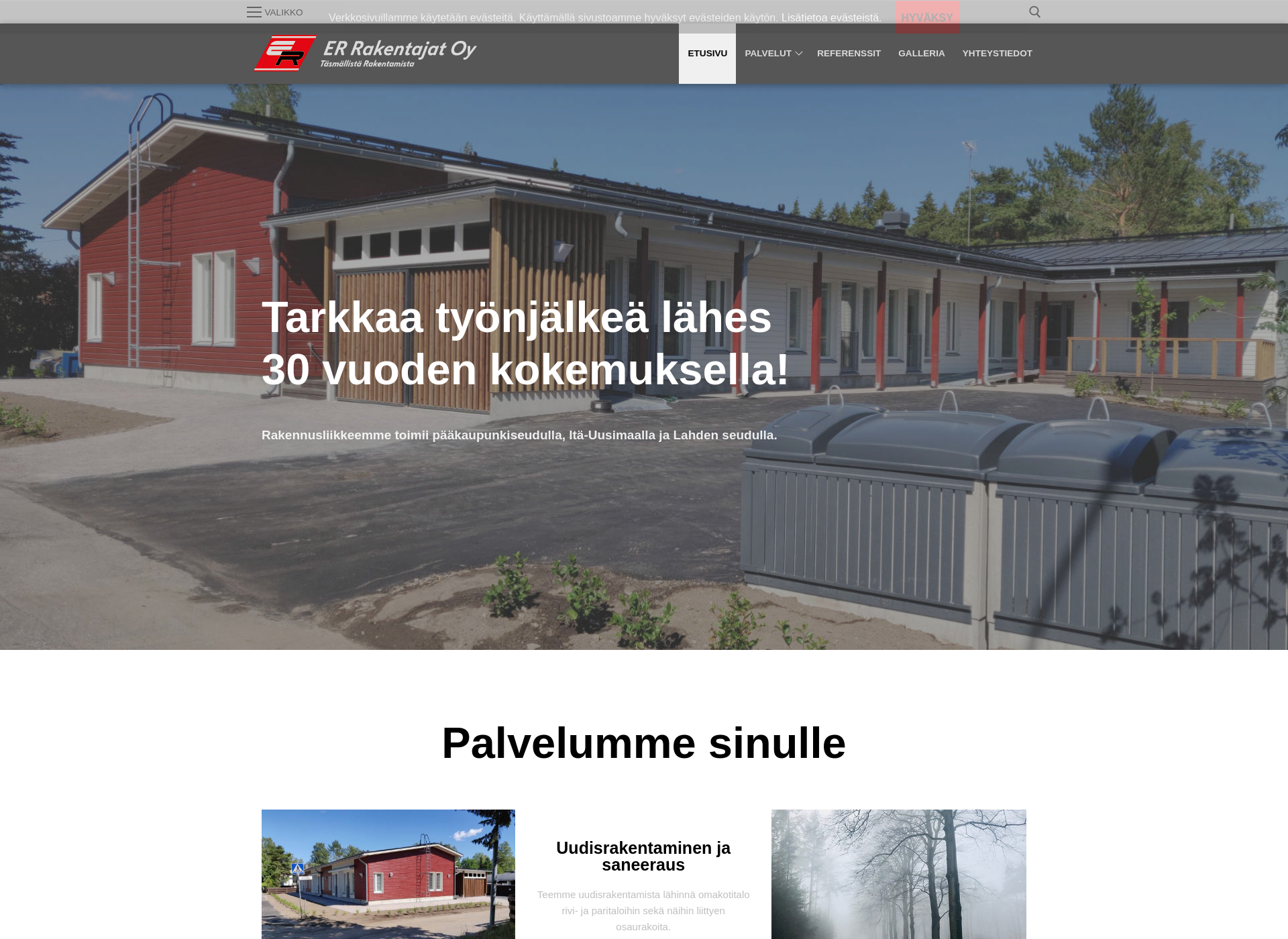 Skärmdump för eksaktirakenne.fi