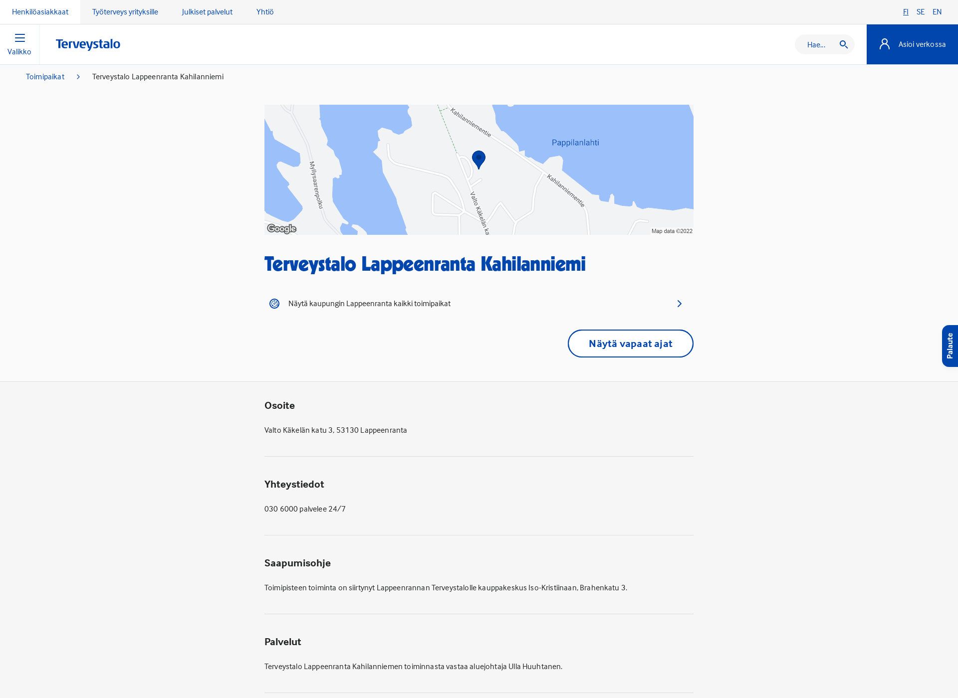 Skärmdump för ektyokunto.fi