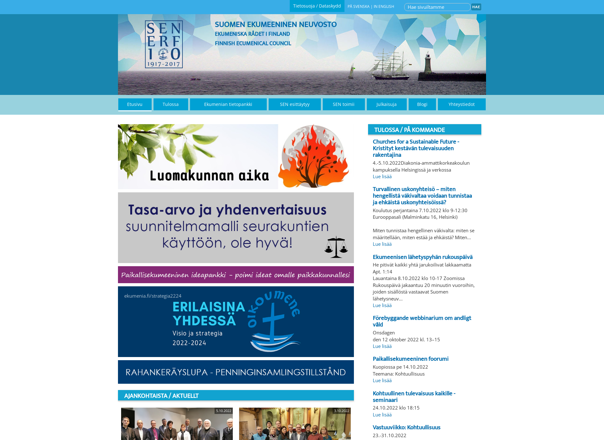 Skärmdump för ekumenia.fi
