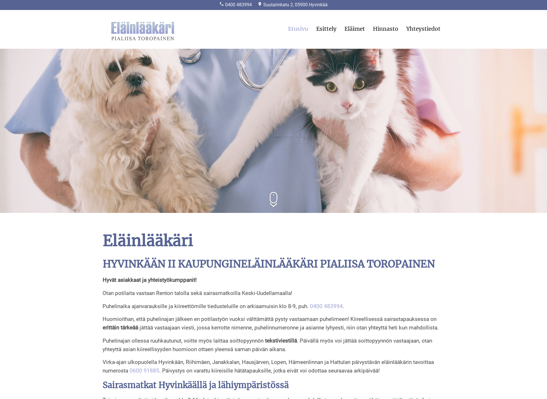 Skärmdump för elainlaakaritoropainen.fi