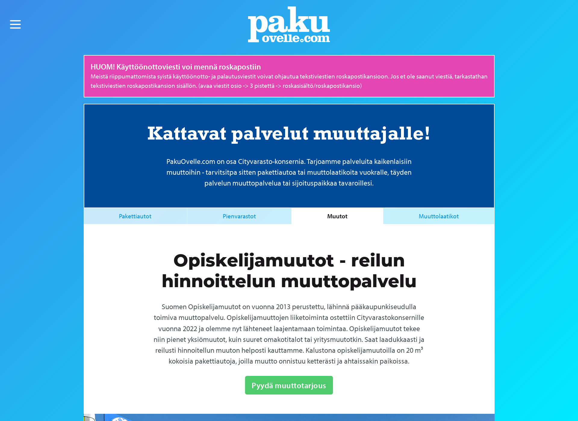 Skärmdump för elamasihelpoinmuutto.fi